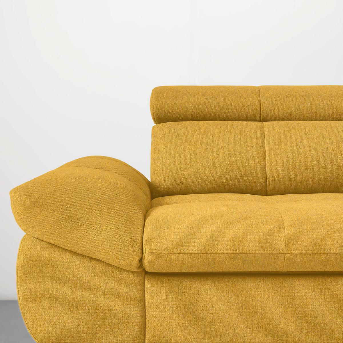 Wohnlandschaft Alberto Senfgelb - Senfgelb/Schwarz, MODERN, Textil/Metall (296/201cm) - Mömax