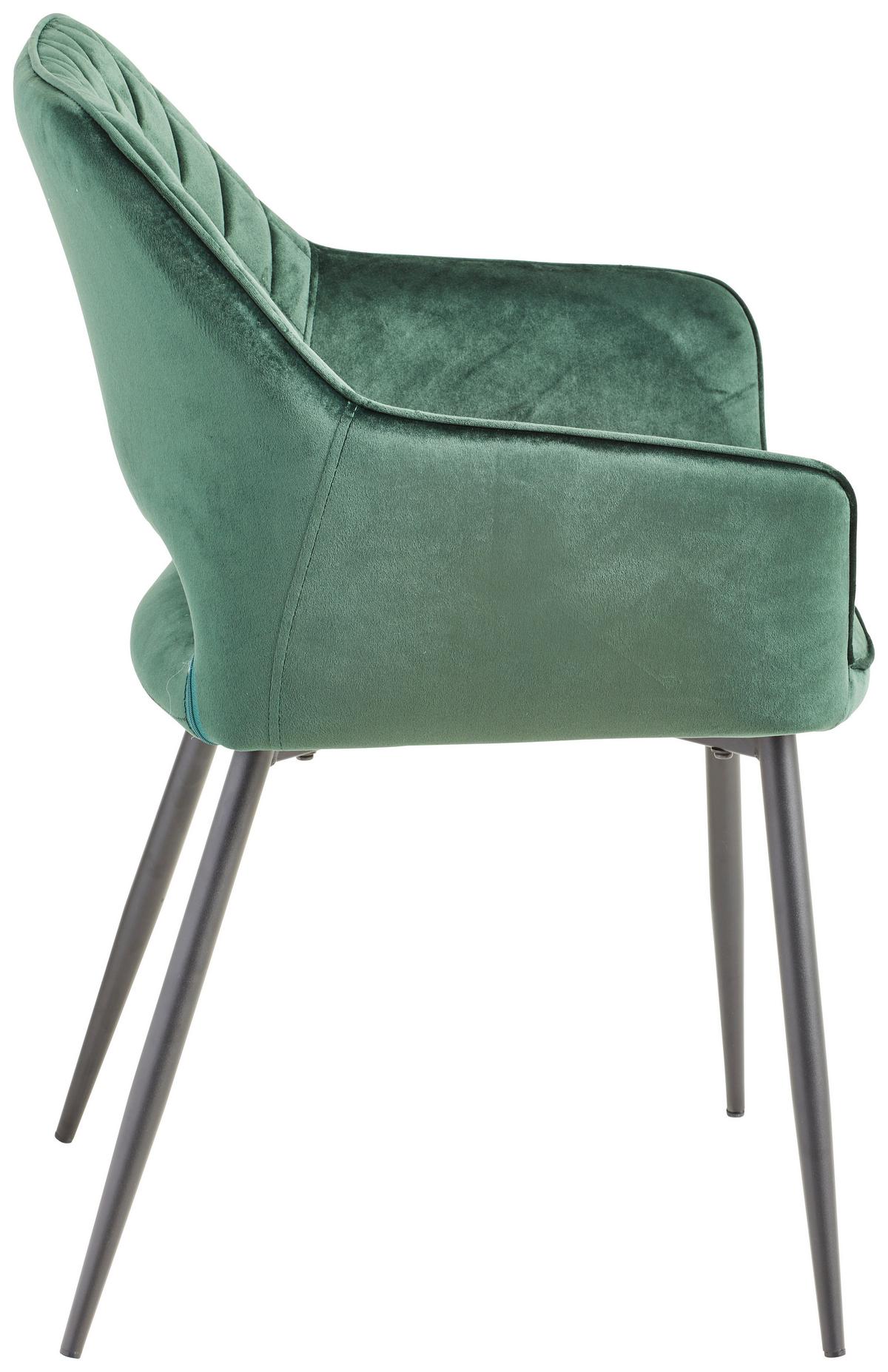 KRZESŁO Z PODŁOKIETNIKAMI GENUA - czarny/ciemnozielony, Konventionell, metal/drewno (56/56/80,5cm) - MID.YOU