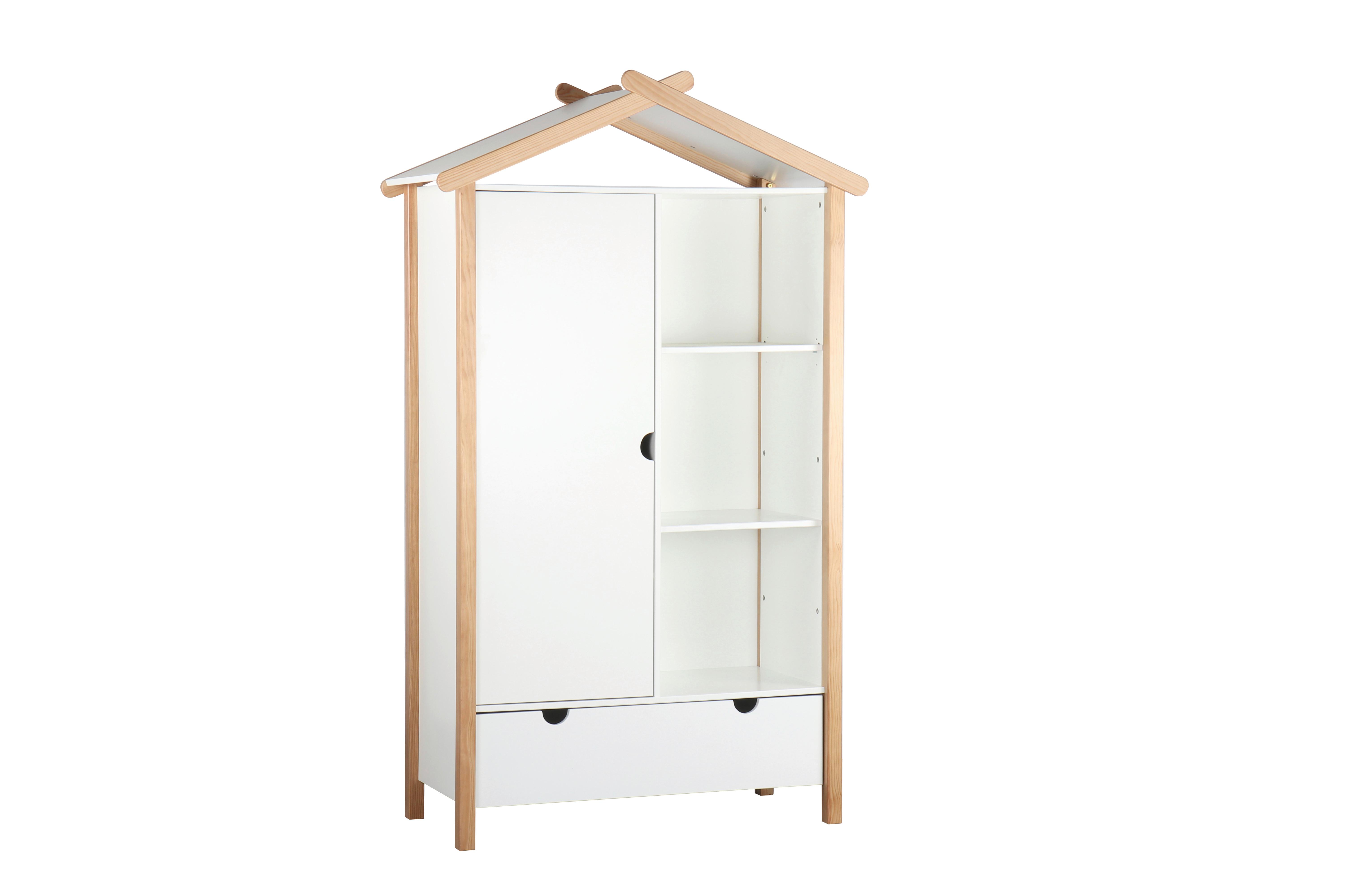 Drehtürenschrank Weiß/Naturfarben - Weiß/Naturfarben, Design, Holz/Holzwerkstoff (112/187/51cm) - Livetastic
