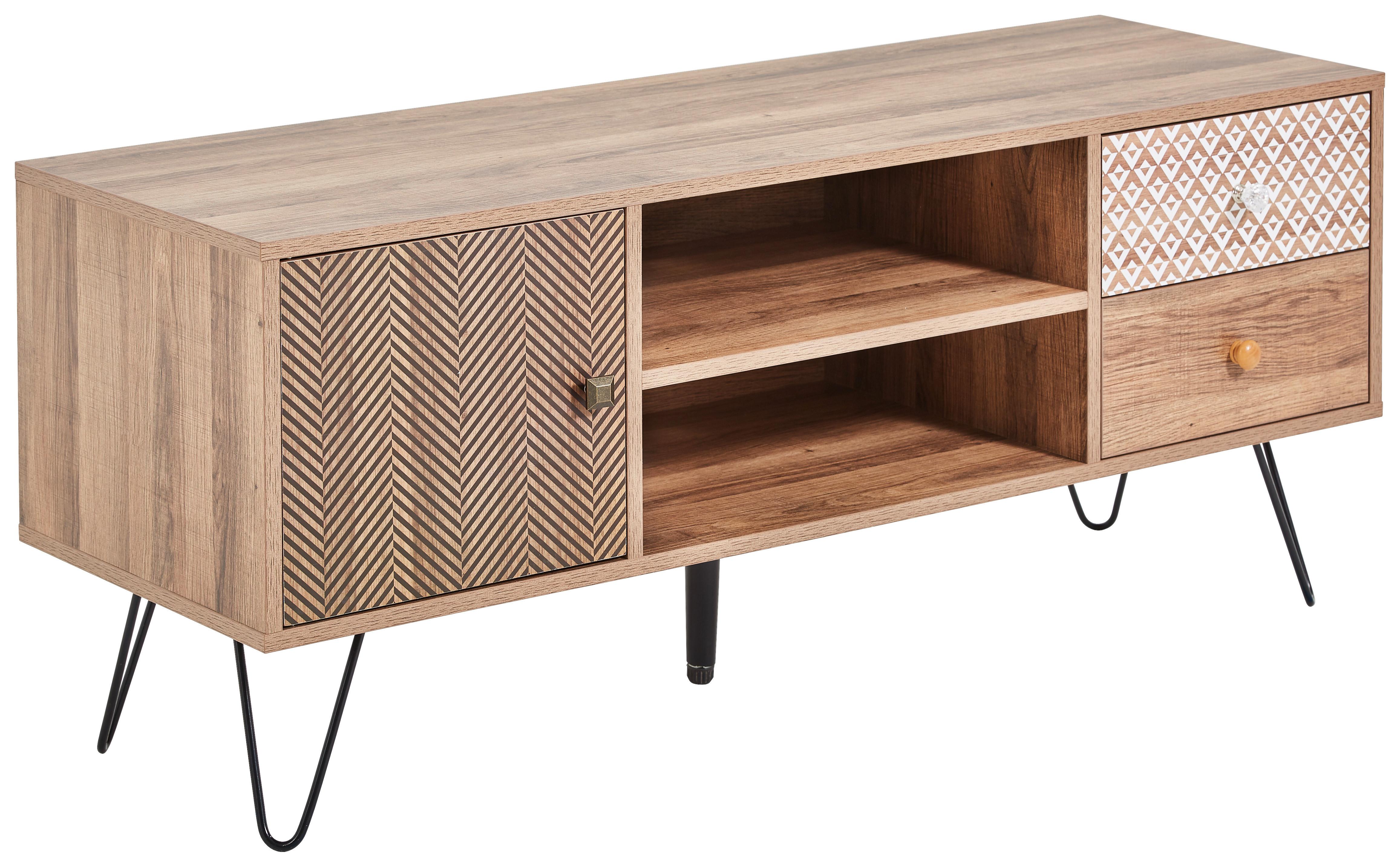 KOMODA NISKA WISMAR - czarny/mosiężny, Trend, materiał drewnopochodny/metal (120/50/39cm) - Carryhome