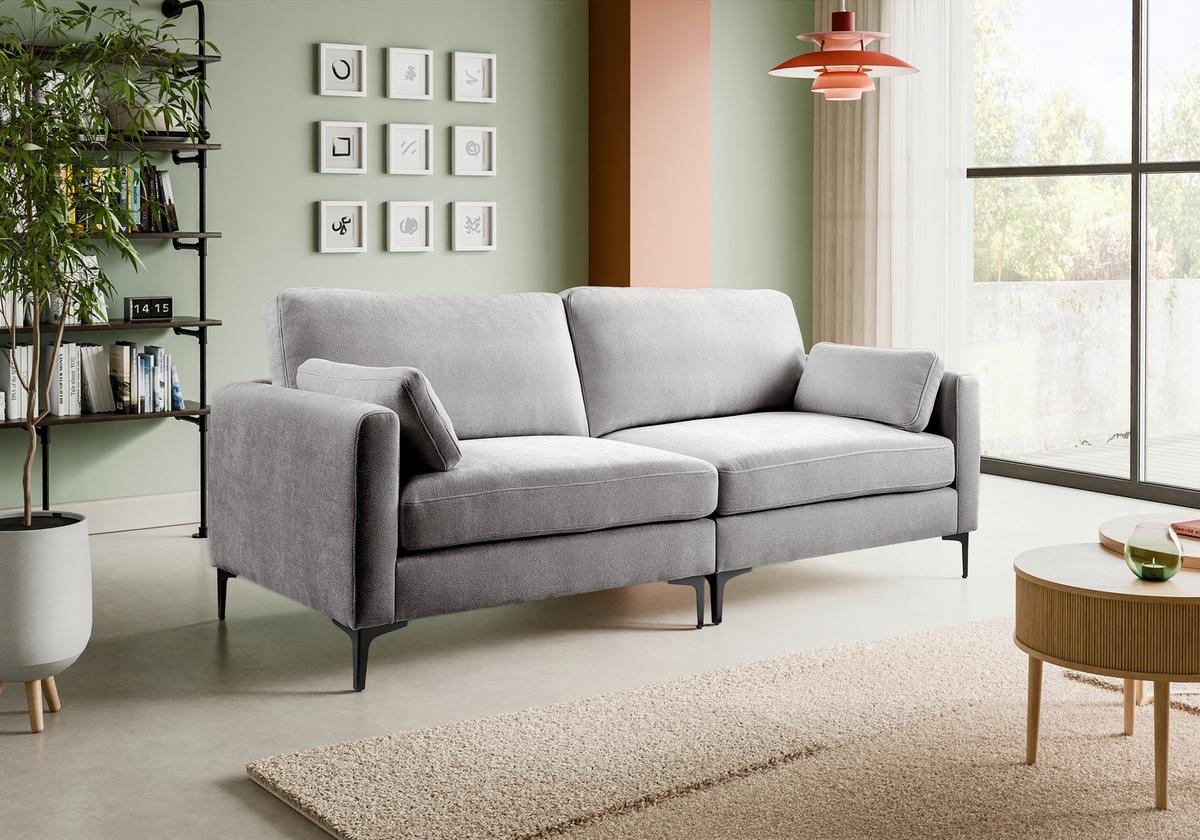 3,5-Sitzer-Sofa Venti Hellgrau - Hellgrau/Schwarz, Basics, Holz/Textil (225/92/97cm) - MID.YOU