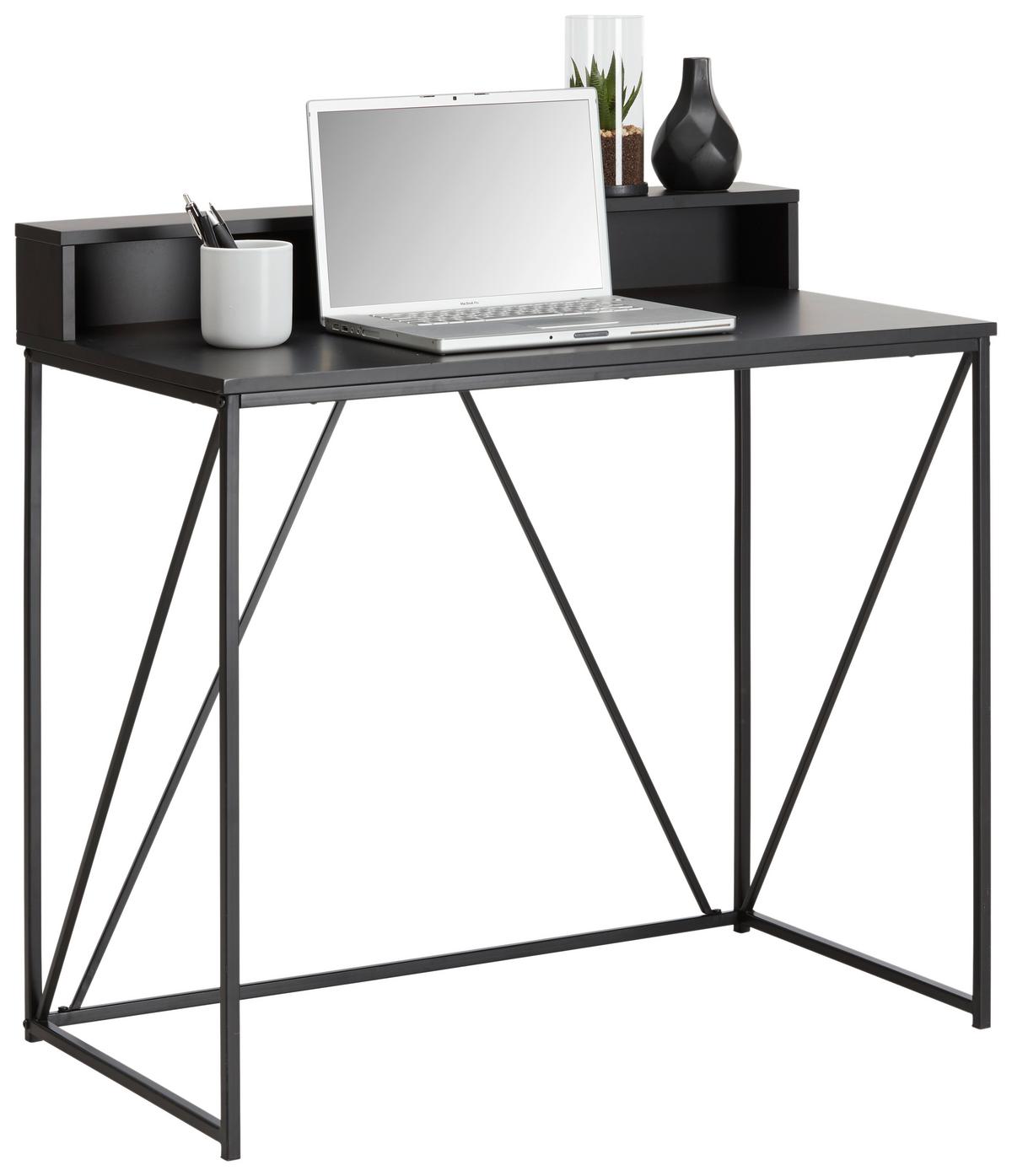 Schreibtisch in Schwarz - Schwarz, Modern, Holzwerkstoff/Metall (91/50/87cm) - Based
