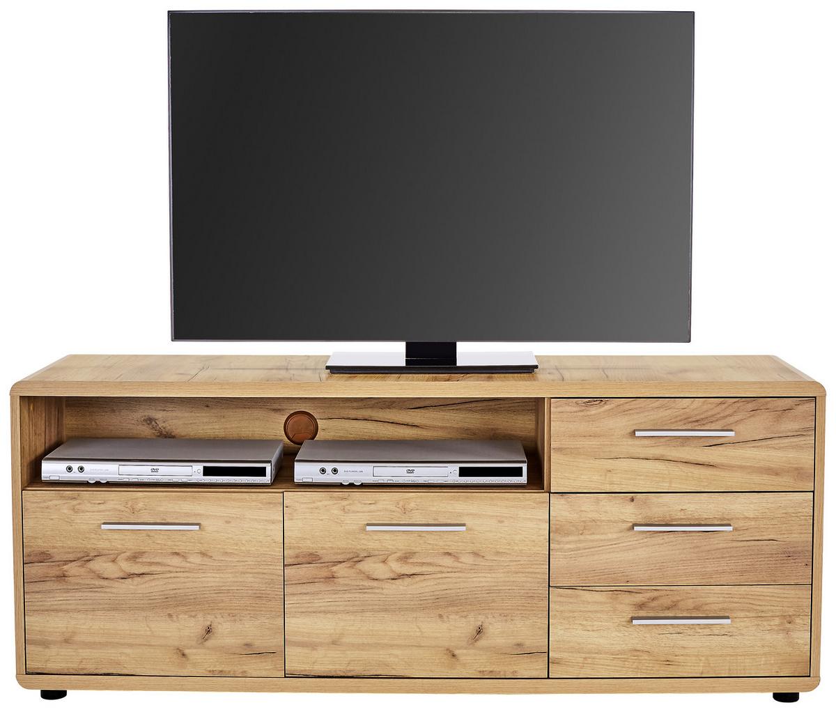 Médiaállvány 2 Ajtó 3 Fiók Fontana - tölgyfa, Modern, faalapú anyag (150/60/38cm)