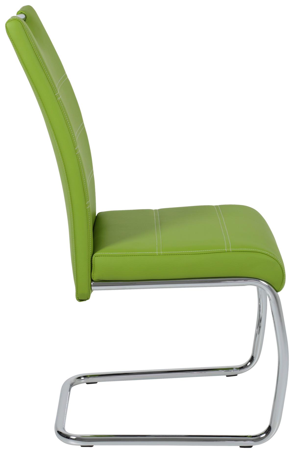 KRZESŁO NA PŁOZIE FLORA S - zielony/biały, Design, metal/tkanina (43/98/59cm) - Carryhome