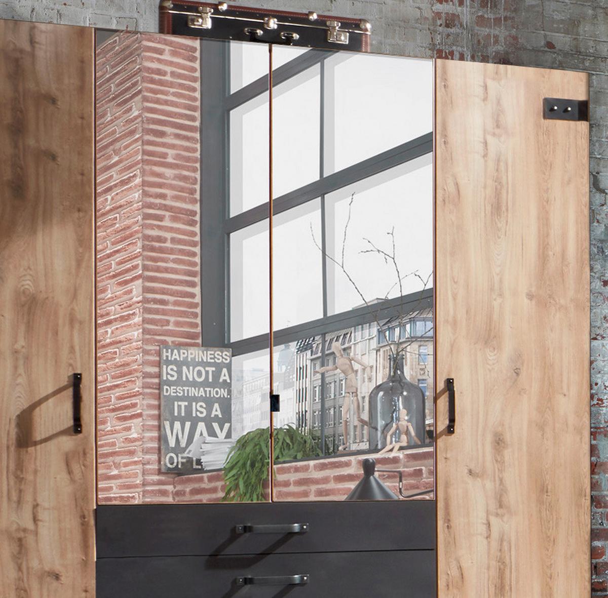 Ormar S Klasičnim Vratima Detroit - boje grafita/srebrne boje, Basics, drvni materijal/metal (200/216/58cm) - Modern Living
