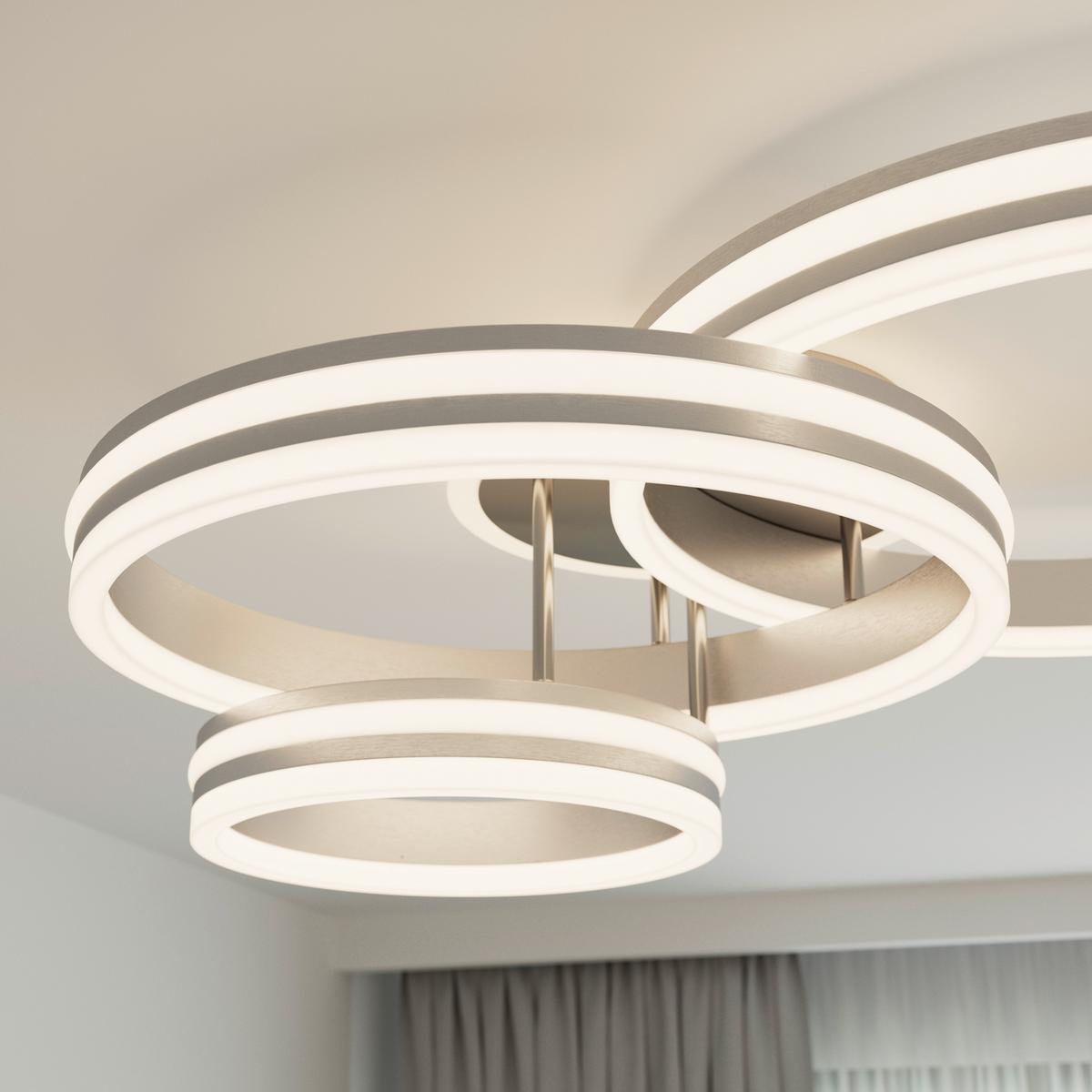 Stropna Led-svetilka Rubio, S Sijalko - siva/opal, Design, kovina/umetna masa (80/60/20cm)