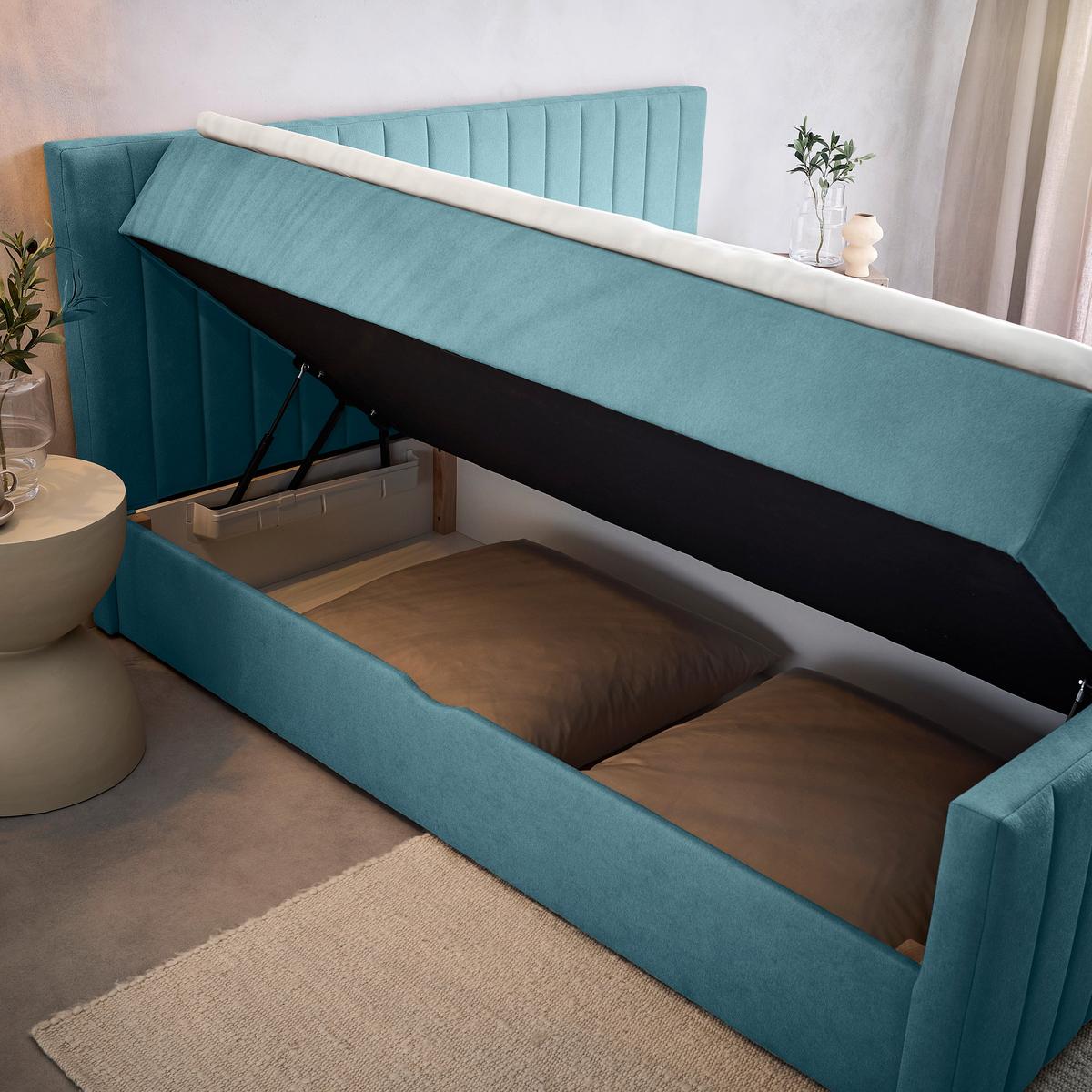 Box Krevet Sontje - crna/svijetlo plava, Konvencionalno, tekstil/plastika (160/200cm) - Modern Living