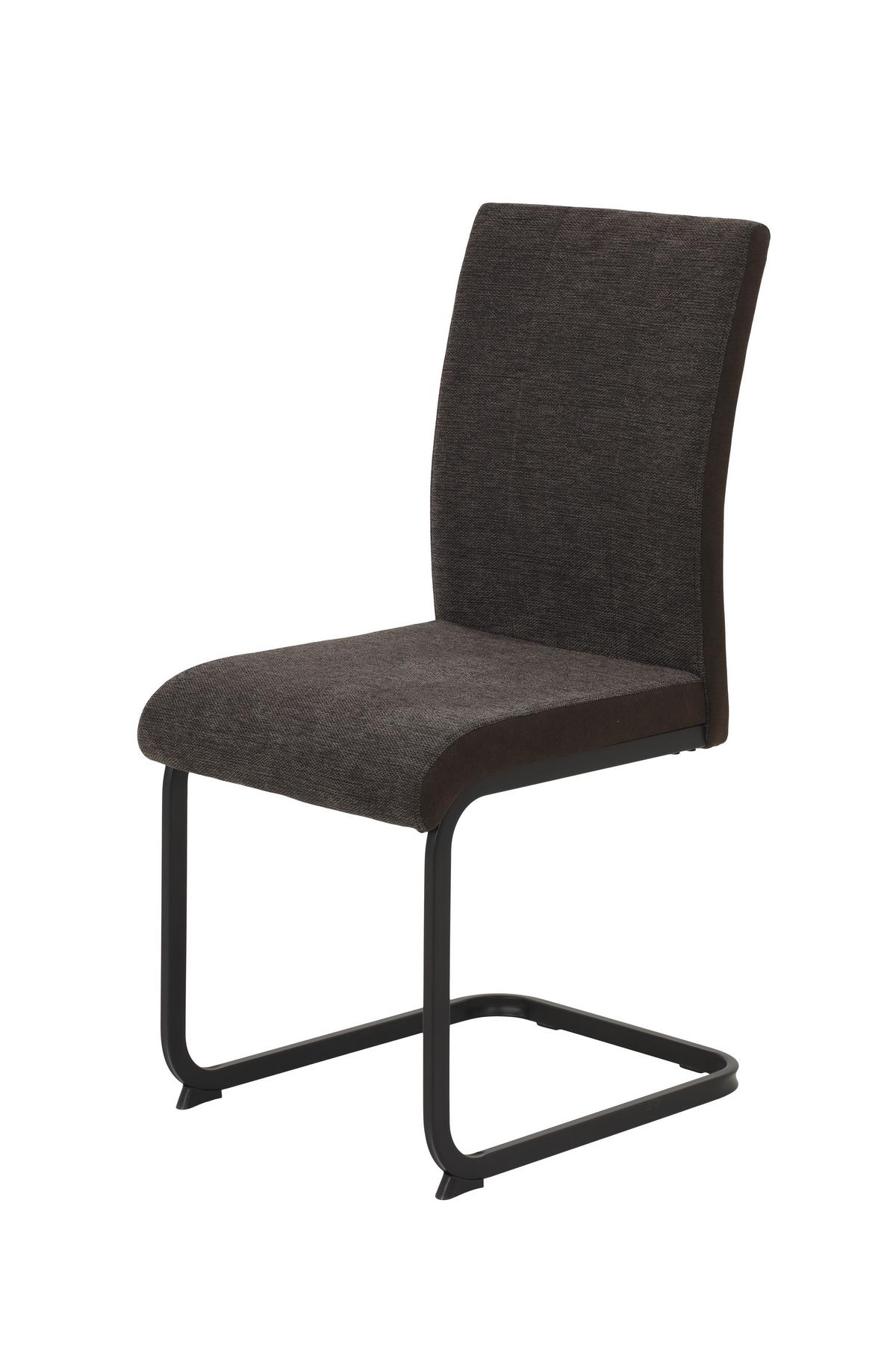 SCHWINGSTUHL-SET LINN S 4ER-SET - Schwarz/Braun, MODERN, Textil/Metall (43/92/52cm) - MID.YOU