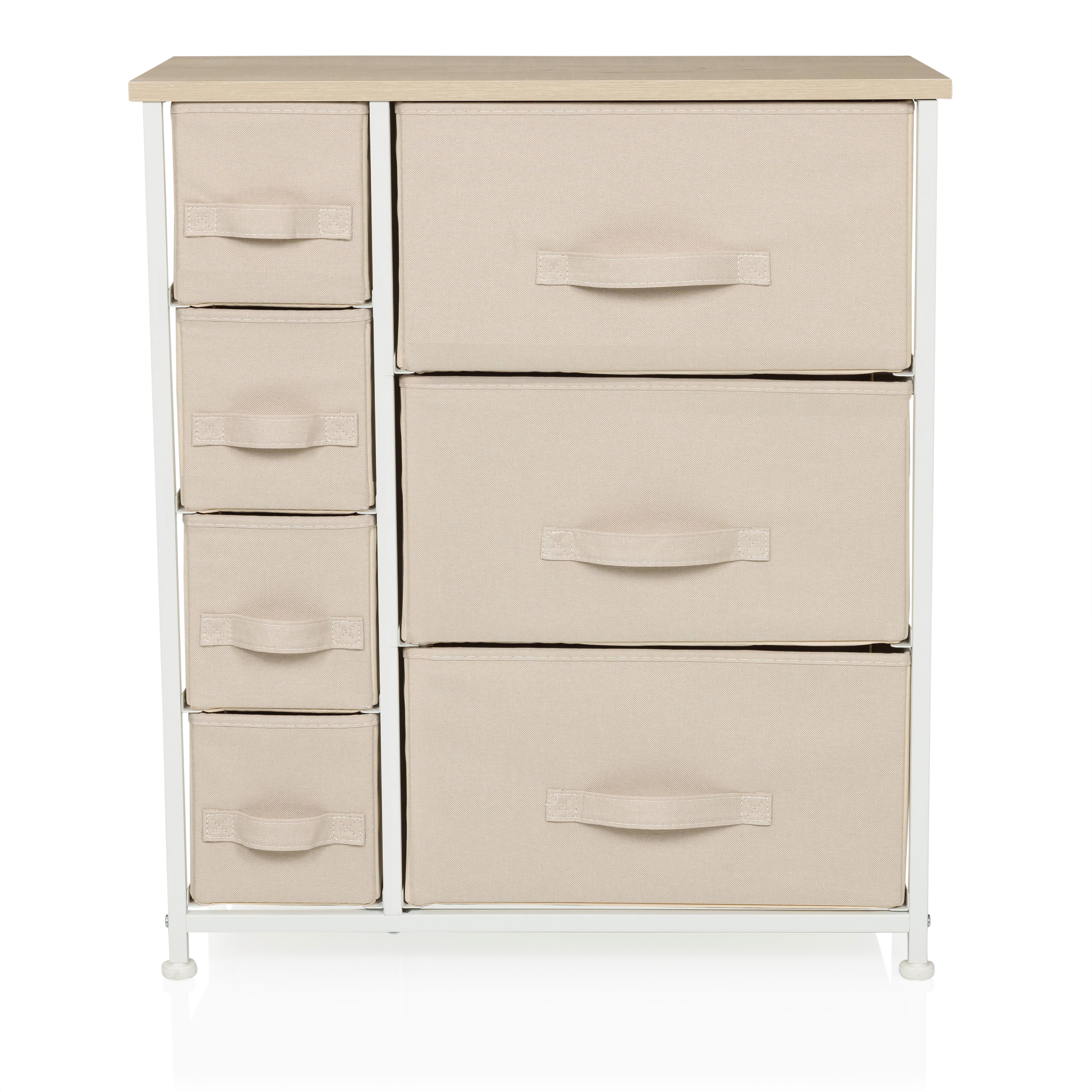 Komoda Foldress B, Bež - bela/bež, Moderno, umetna masa/tekstil (63,5/73/30cm) - MID.YOU