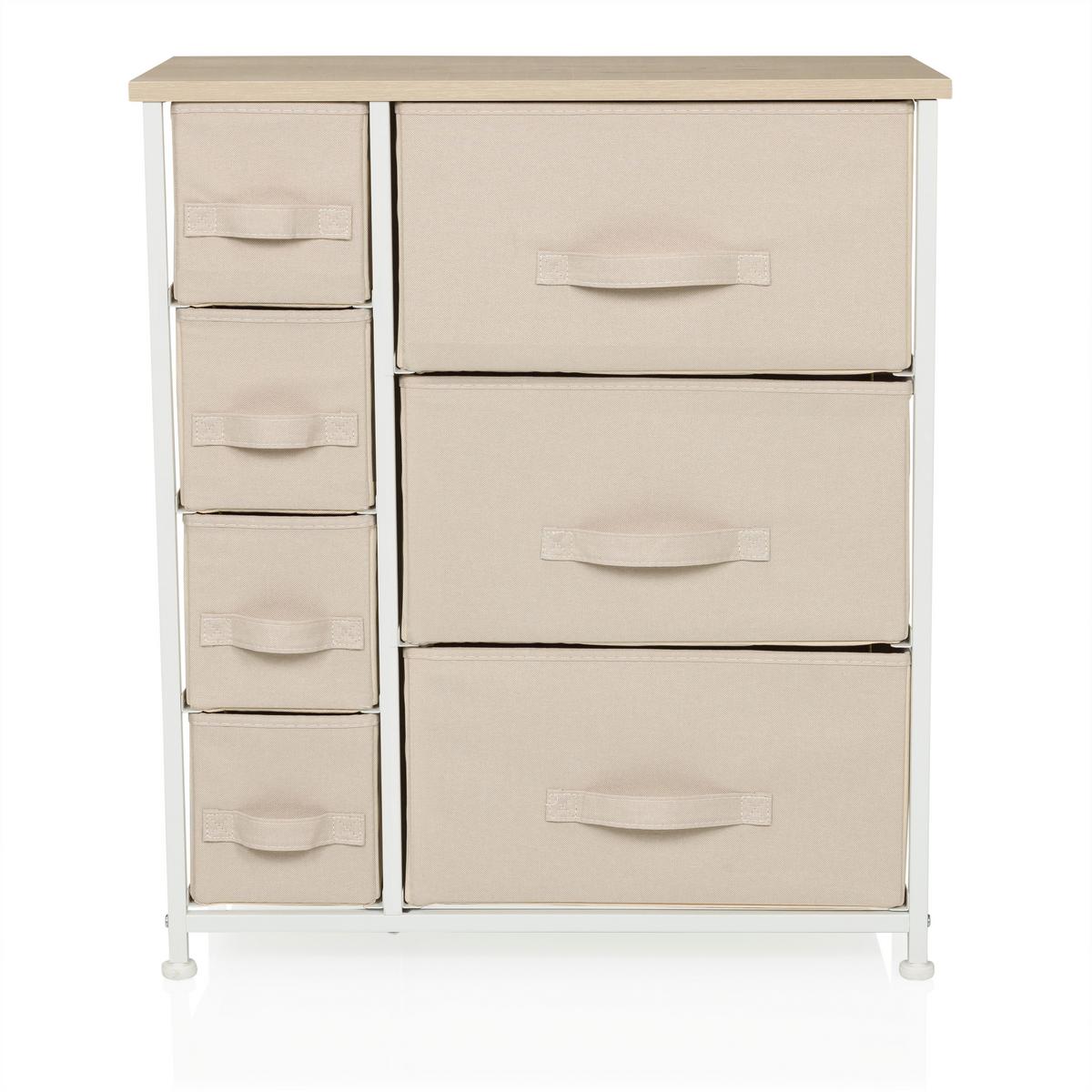 Komoda Foldress B, Bež - bela/bež, Moderno, umetna masa/tekstil (63,5/73/30cm) - MID.YOU