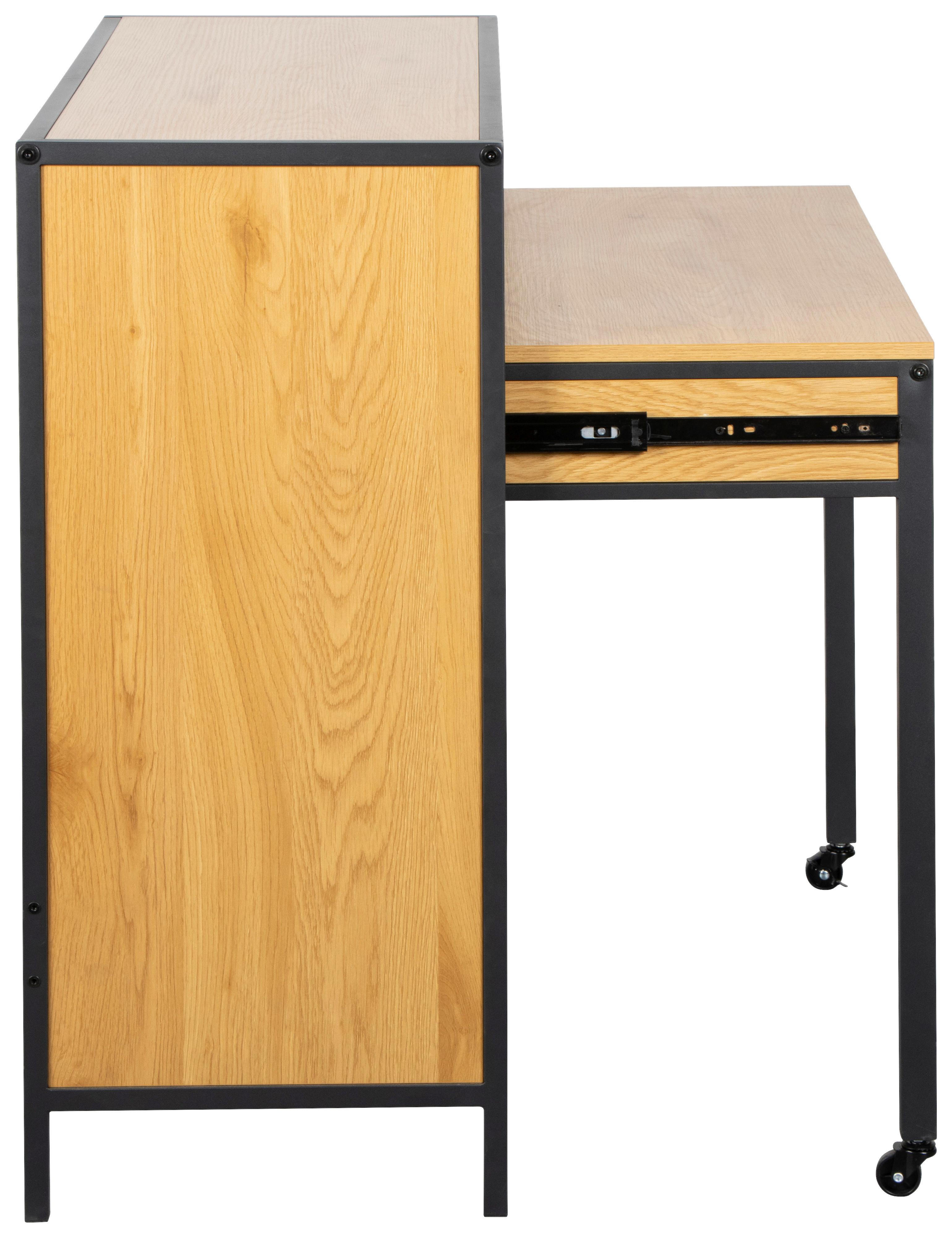 SKRIVBORD LENNY - svart/ekfärgad, Modern, metall/trämaterial (100/40/75.5-93.5cm) - Bessagi Home