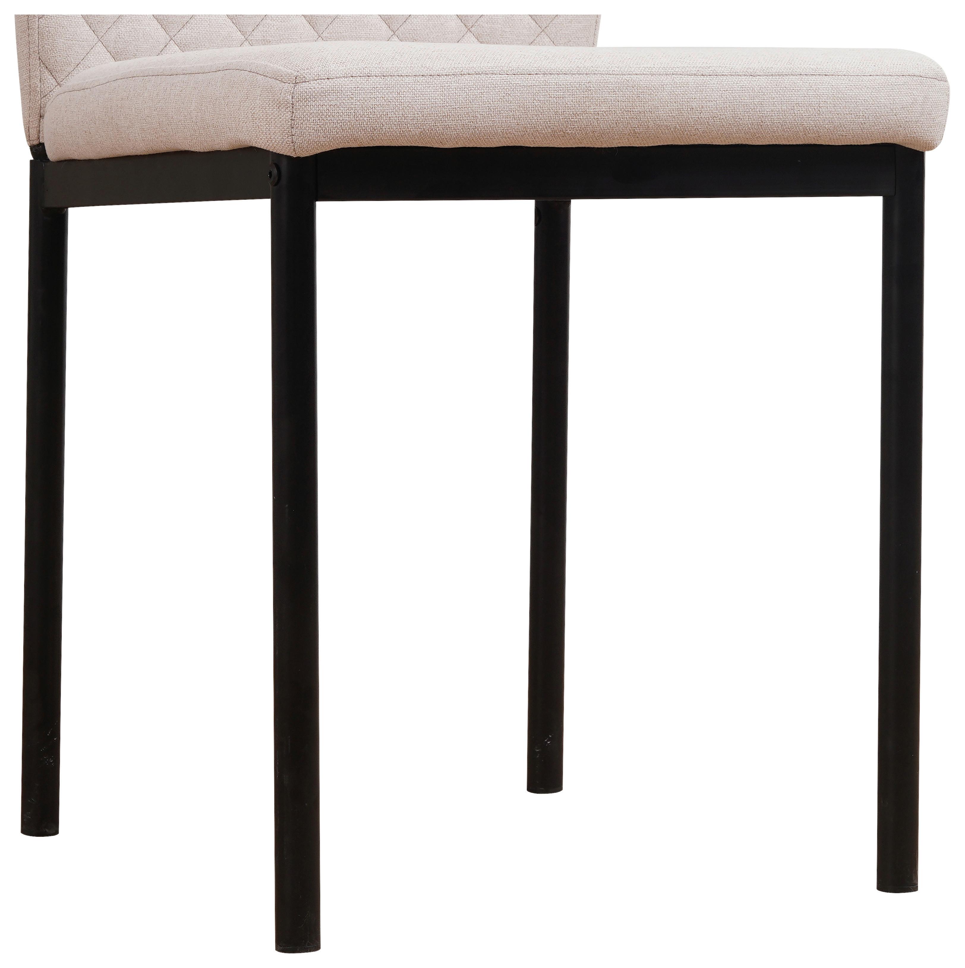 Stuhl Mia in Beige Mikrofaser - Beige/Schwarz, Basics, Textil/Metall (44/90/56cm) - Based