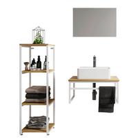 Kopalnica Bitila 60, Bela, Barva Hrasta, 4-Delno - črna/bela, Moderno, kovina/umetna masa (95cm) - MID.YOU