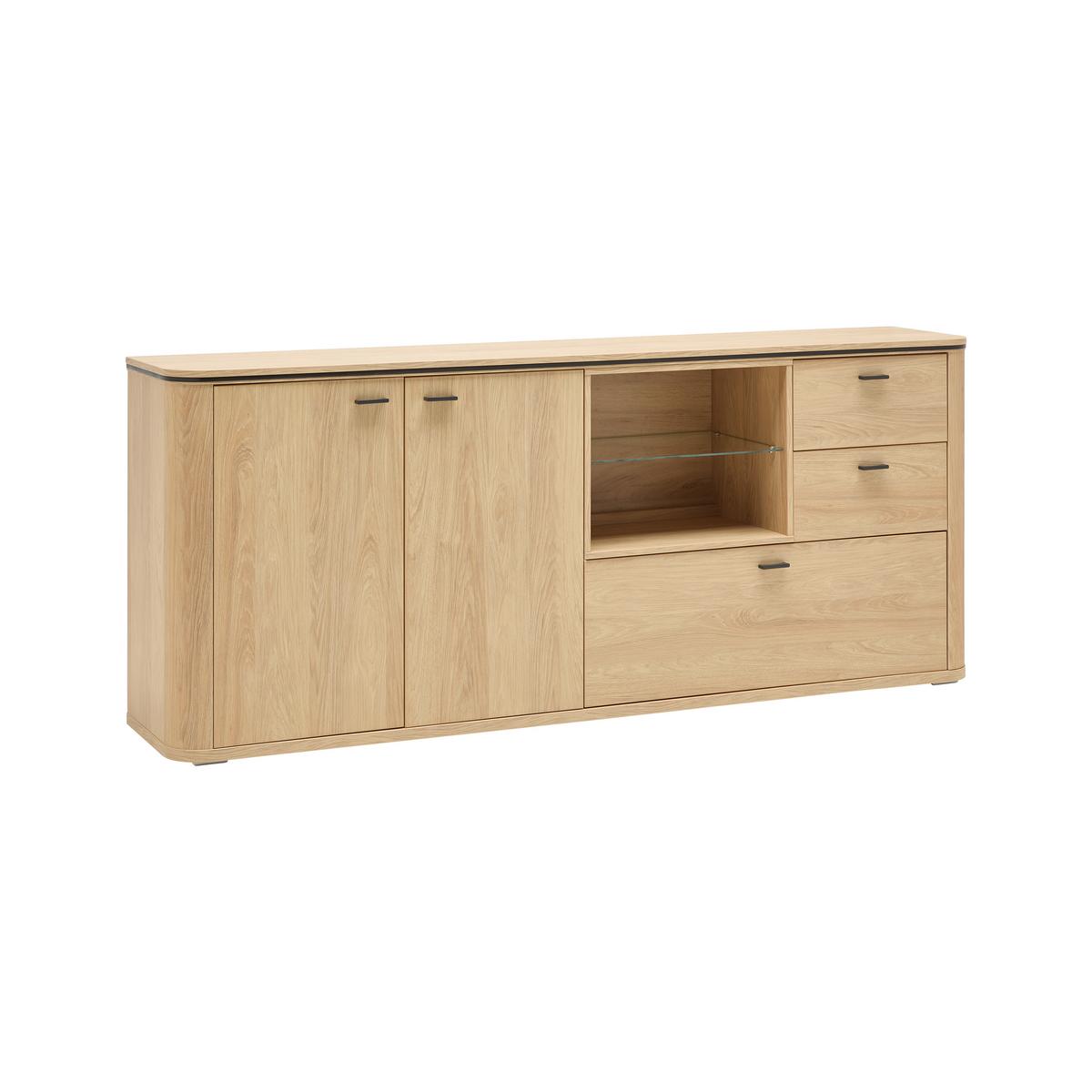 Sideboard Lagos Eichefarben - Eichefarben/Anthrazit, Modern, Glas/Holzwerkstoff (210,2/87,5/42,5cm) - Premium Living
