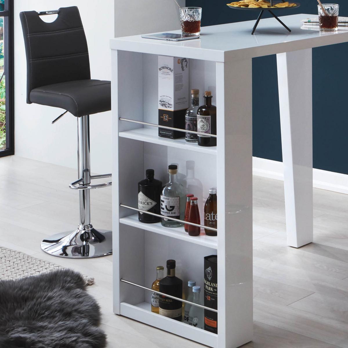 Barhocker Set mit Lehne und 360°drehbar 2-tlg Miranda Grau - Chromfarben/Weiß, MODERN, Textil/Metall (38/97-119/50cm) - MID.YOU