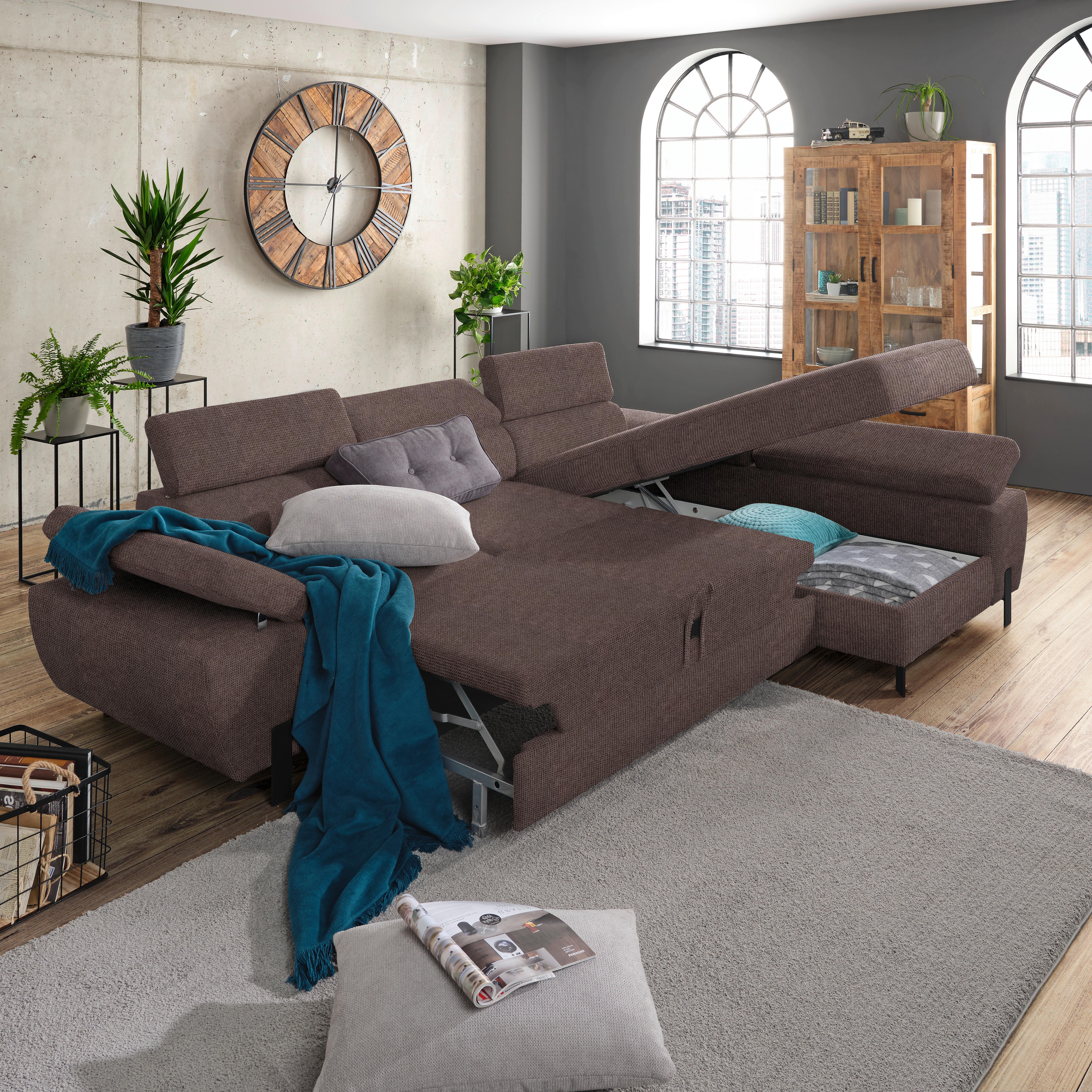 Kutna Garnitura Molina Mini - tamno smeđa/crna, Moderno, drvni materijal/drvo (277/90/189cm) - Mömax