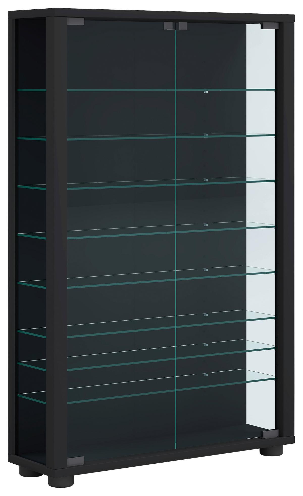 VITRINE LUMO MINI - Transparent/Schwarz, Design, Glas/Holzwerkstoff (59/90/18cm) - MID.YOU