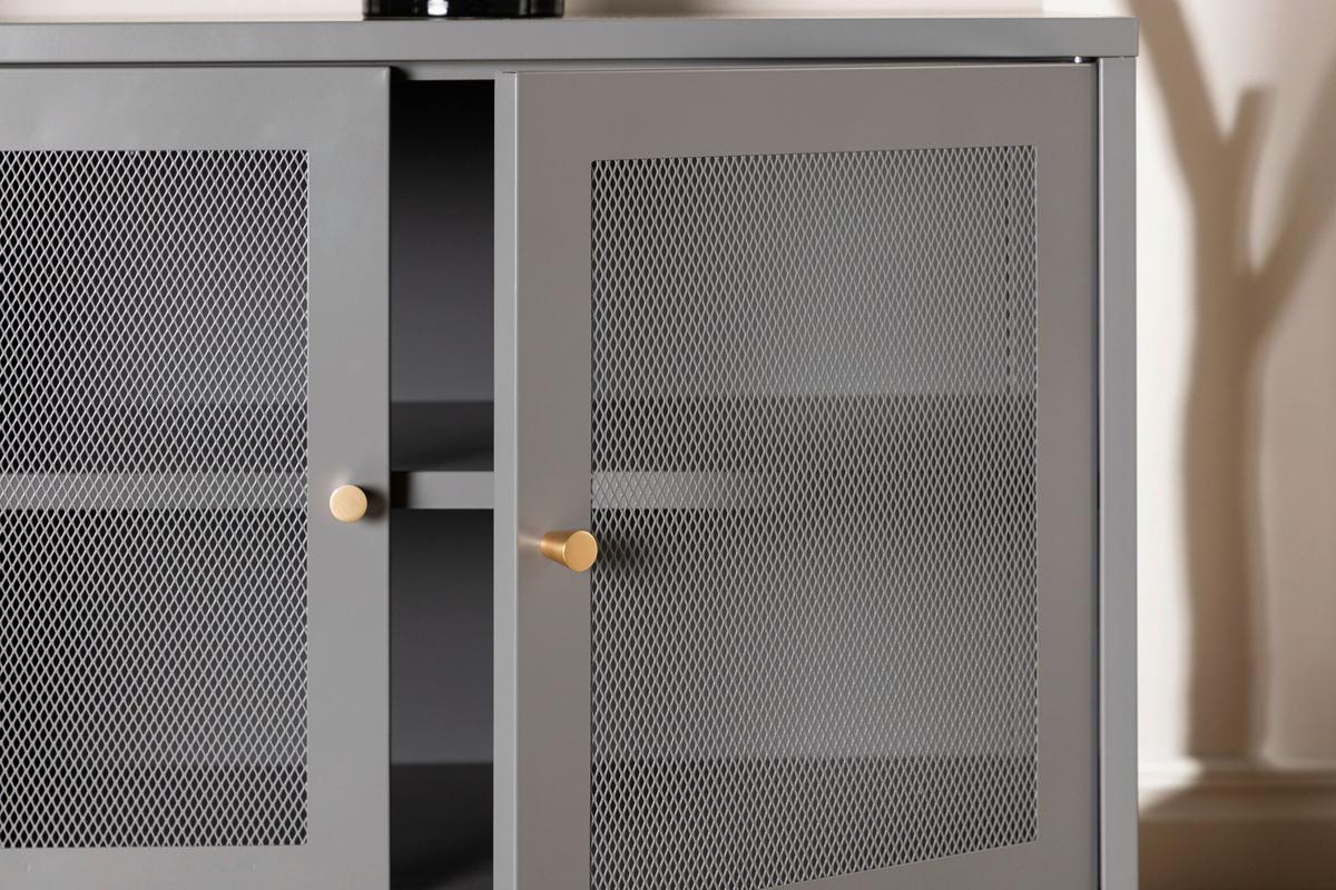 SIDEBOARD MALLA - Hellgrau, Design, Metall (120/80/40cm) - Livetastic