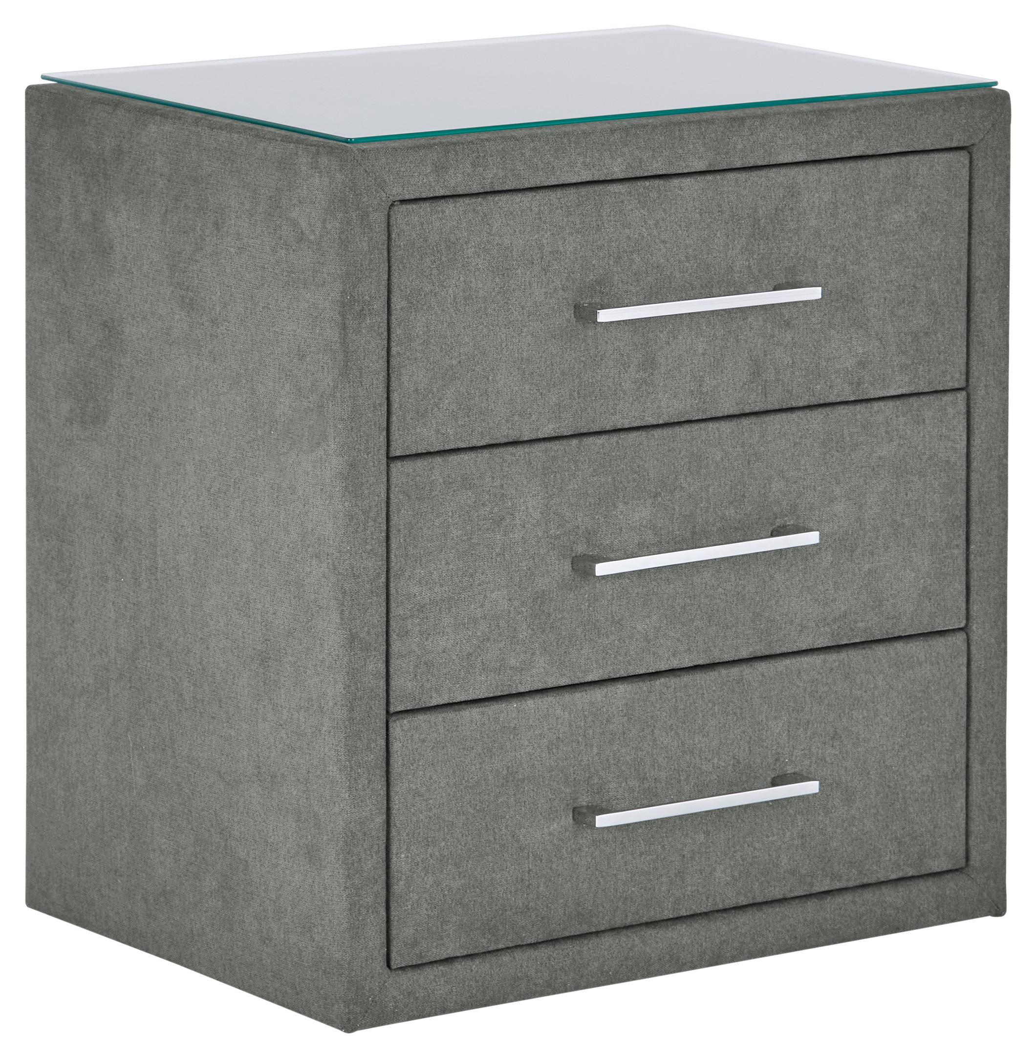 Noćni Ormarić Kleopatra - tamno siva/boje kroma, Konvencionalno, drvni materijal/metal (56/60/41cm) - Modern Living