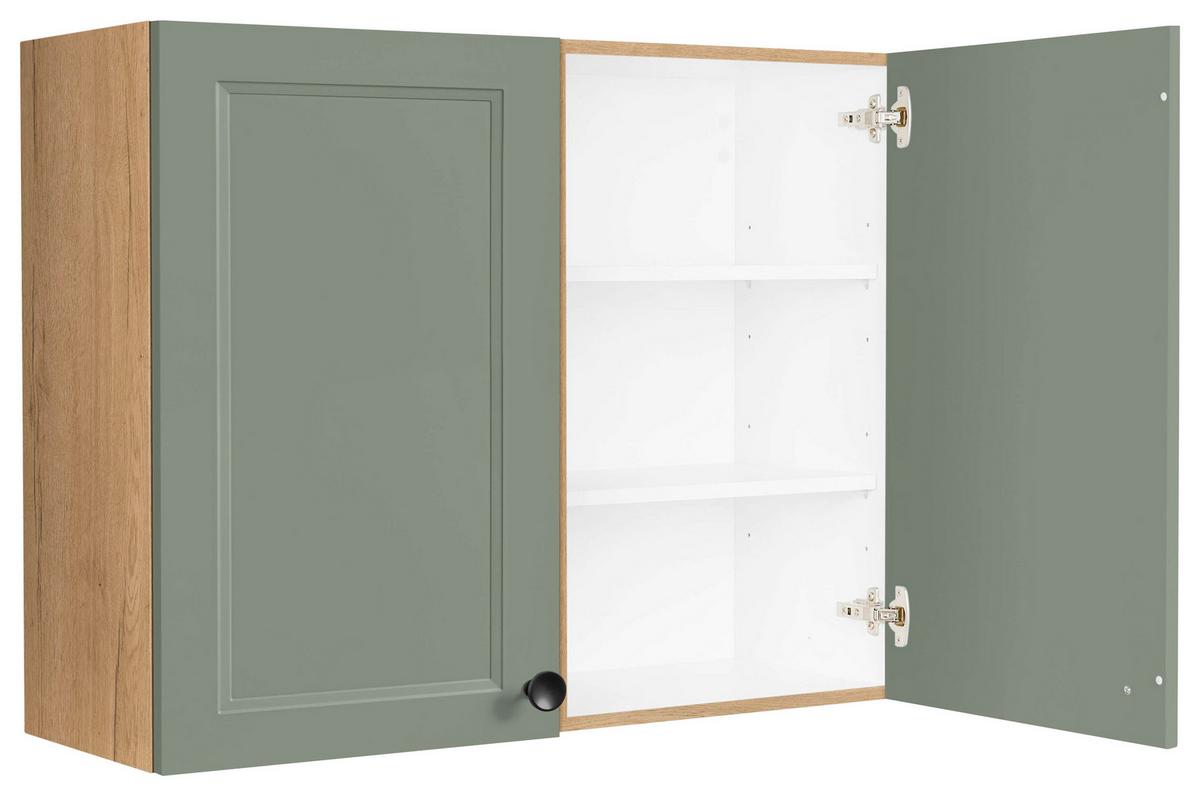 Küchenoberschrank Cascada Grün - Eichefarben/Schwarz, MODERN, Holzwerkstoff/Metall (90/72/35cm) - Nobilia
