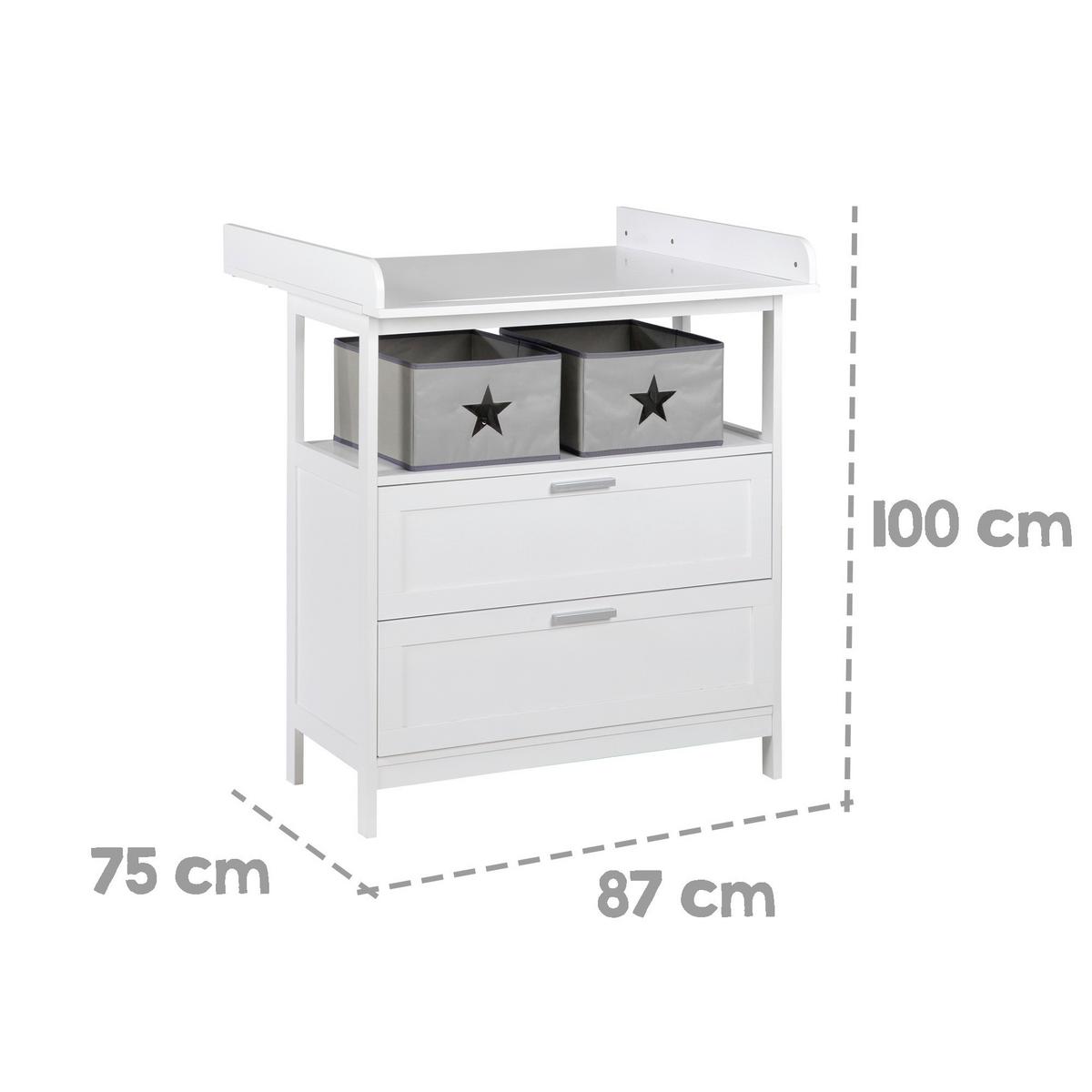 Wickelkommode White Weiß - Weiß, ROMANTIK / LANDHAUS, Holzwerkstoff/Kunststoff (87/100/75cm) - Based