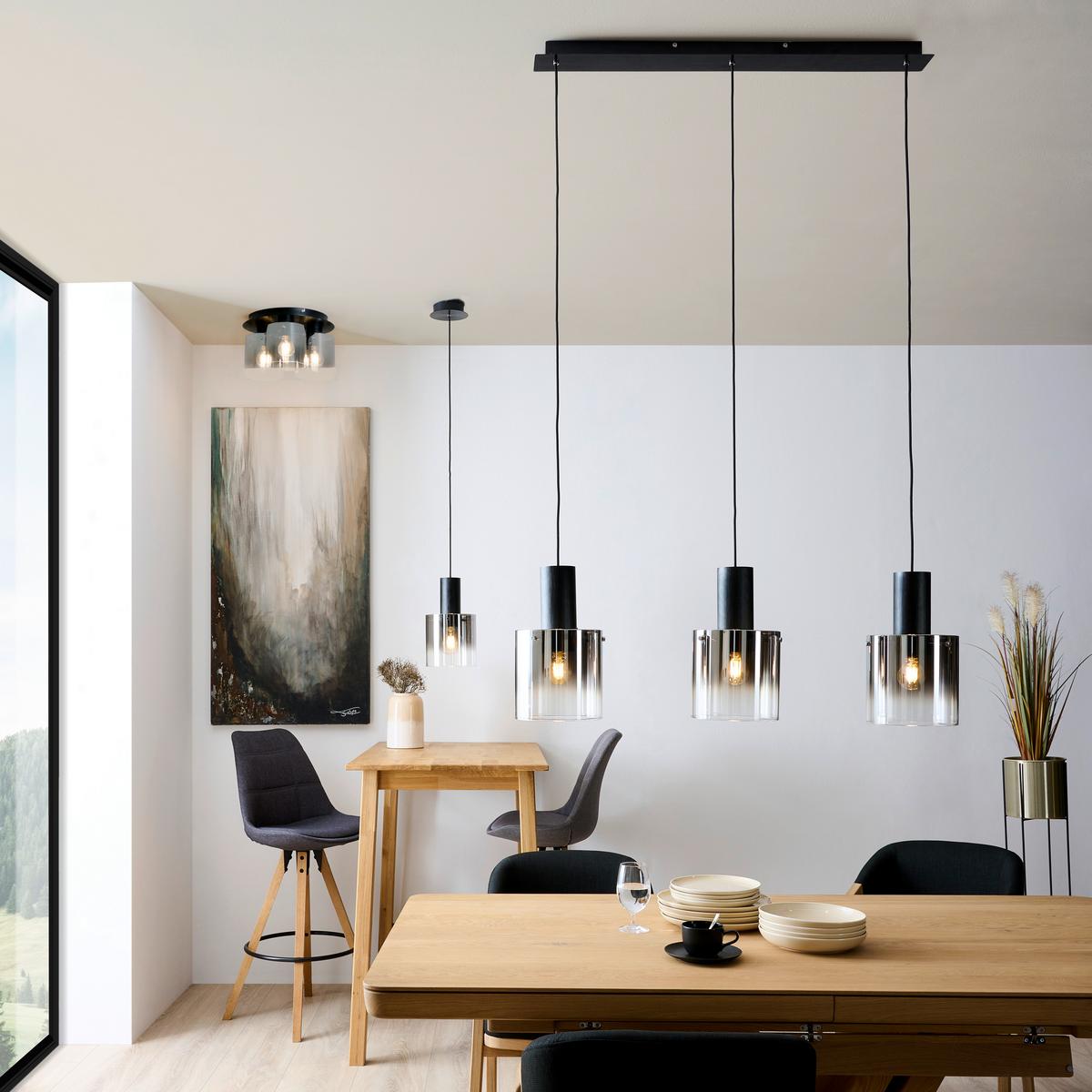 LAMPA WISZĄCA ALESUND - czarny, Design, metal/szkło (90/20/120cm) - Dieter Knoll