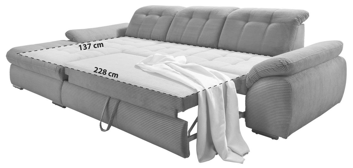 Ecksofa mit Bettkasten Rigatti ca. 184x314 cm Petrol - Petrol/Schwarz, MODERN, Textil/Metall (184/314cm) - Livetastic