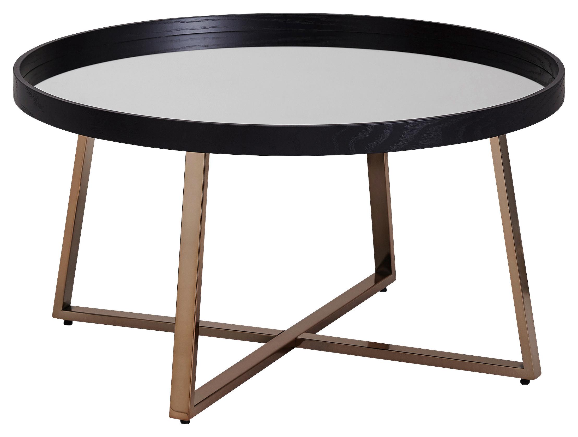 Couchtisch "WL6.002", Ø ca. 78 cm, schwarz/gold - Goldfarben/Schwarz, Design, Glas/Metall (78/78/42,5cm) - MID.YOU