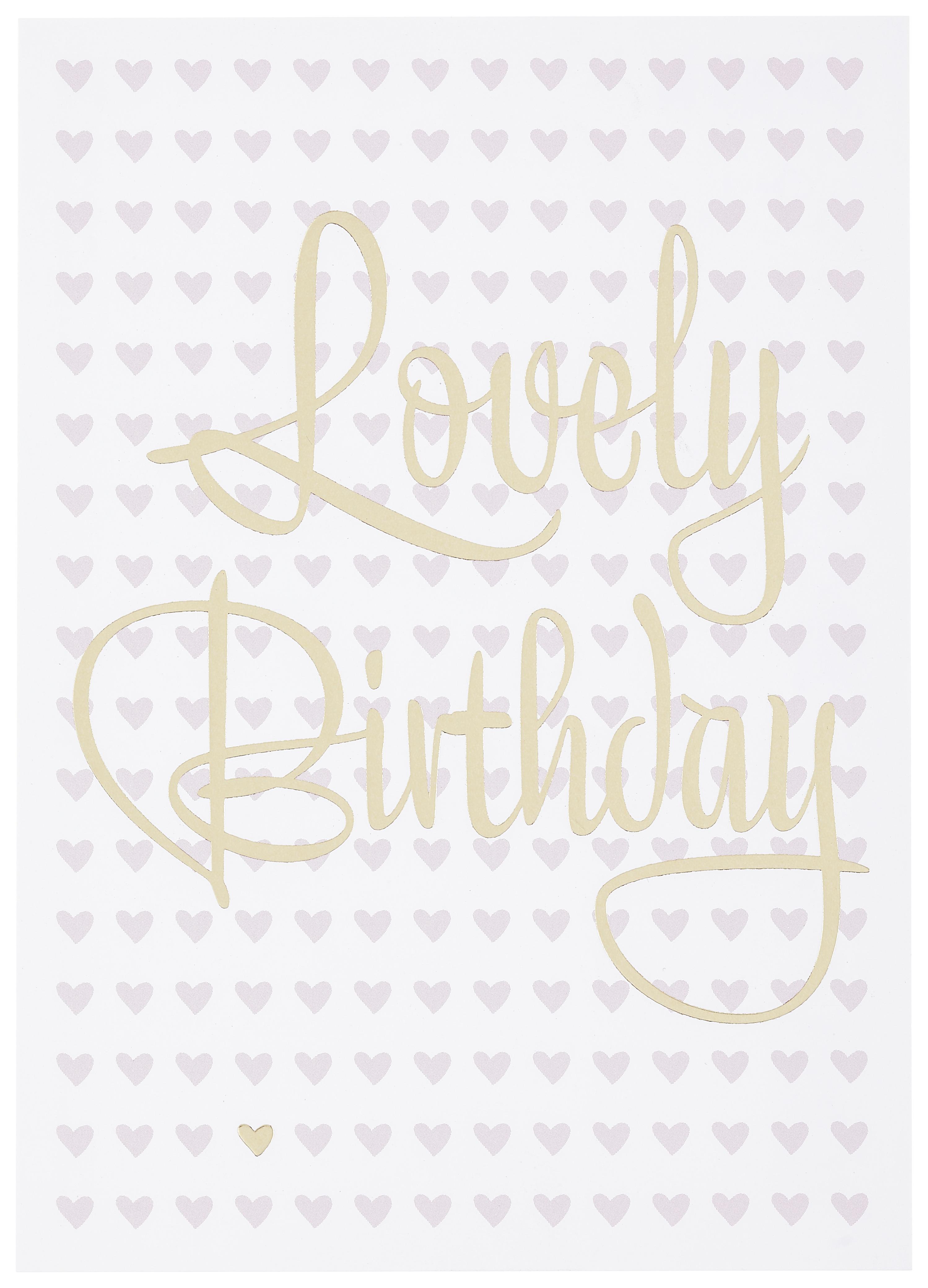 Postkarte Lovely Birthday - Goldfarben/Rosa, MODERN, Papier (10,5/14,8cm)