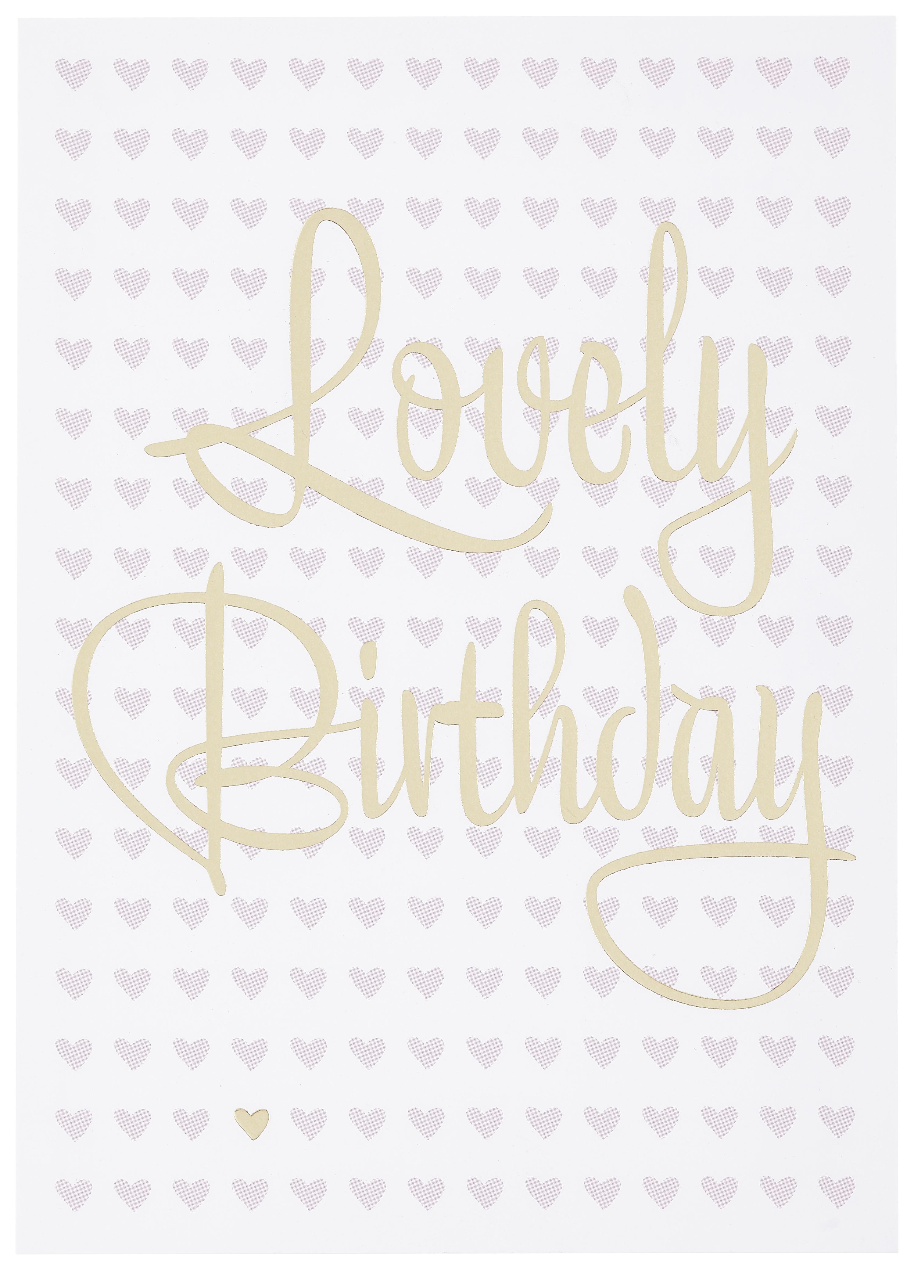 POSTKARTE Lovely Birthday - Goldfarben/Rosa, MODERN, Papier (10,5/14,8cm)