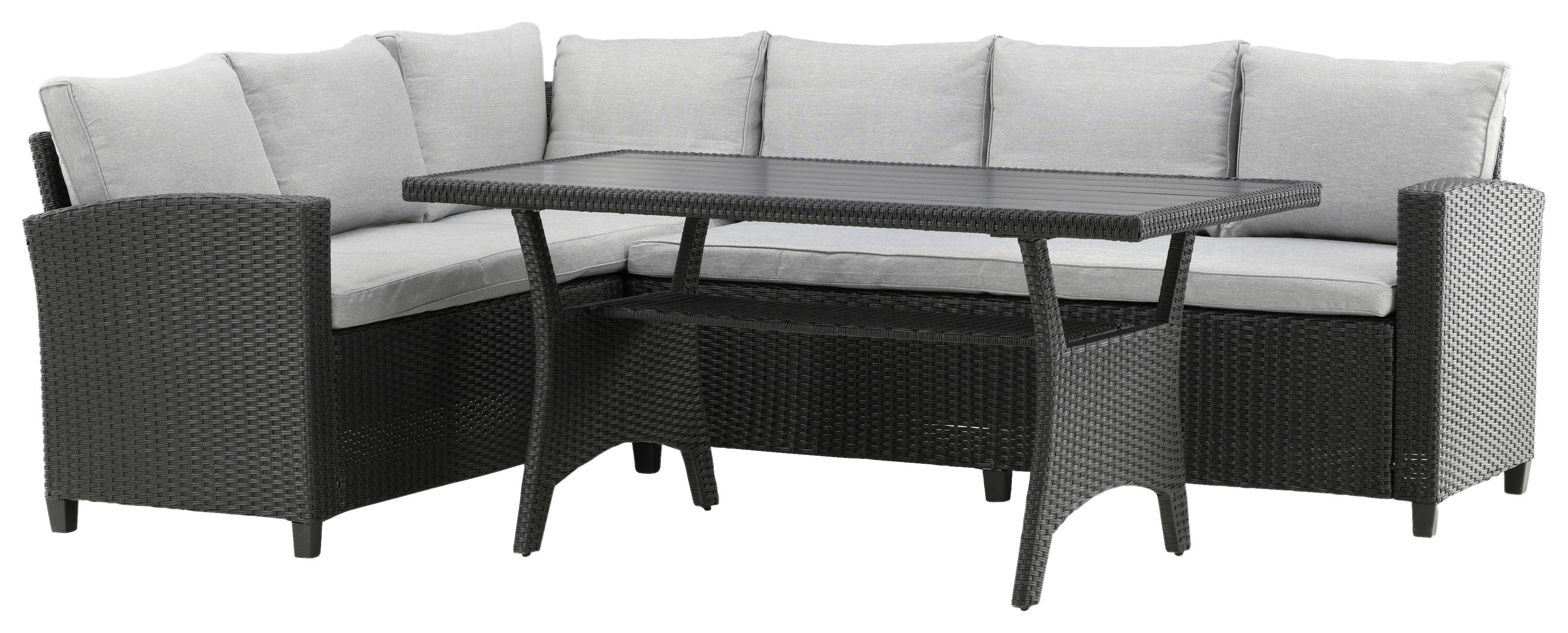 Dining-Loungeset Bentwood ca. 173x227 cm Schwarz - Schwarz, KONVENTIONELL, Kunststoff (173/227cm) - Gardenson