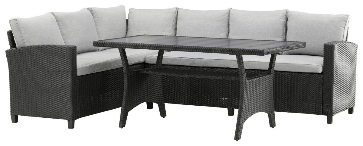 Dining-Loungeset Bentwood ca. 173x227 cm Schwarz - Schwarz, KONVENTIONELL, Kunststoff (173/227cm) - Gardenson