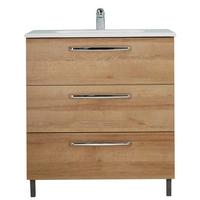 Mosdó Alsószekrény Luga - krómszínű/tölgyfa színű, Modern, faalapú anyag (80/77/43cm)