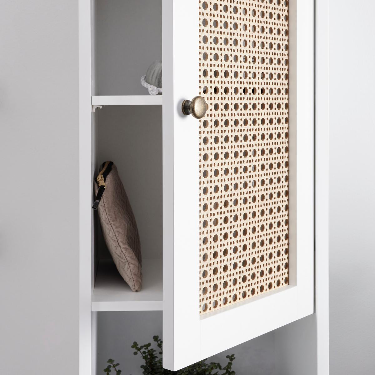 Magasszekrény Fehér-natúr Lisa - natúr színű/bronzszínű, Modern, faalapú anyag/fém (32/180/30cm) - Bessagi Home