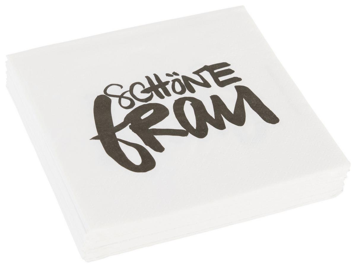 Cocktailserviette Linda in Schwarz ca. 25x25cm - Weiss/Schwarz, Konventionell, Papier (25cm)