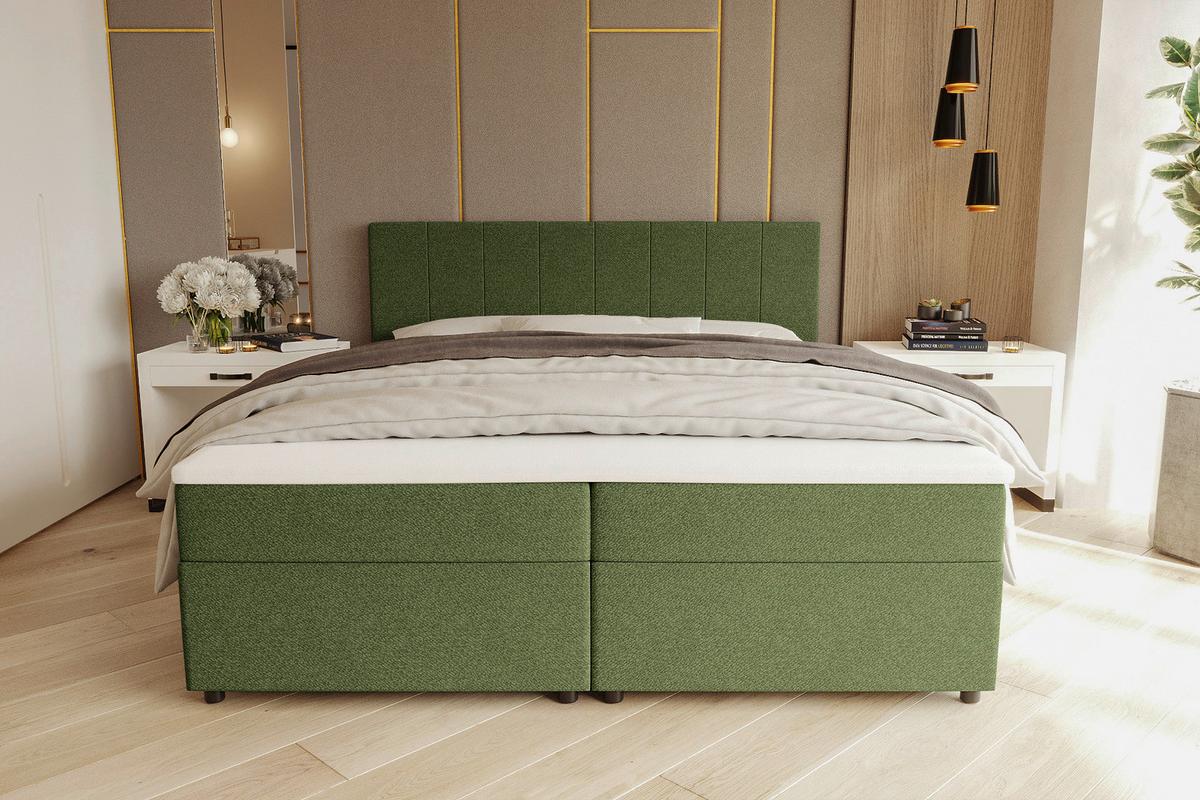 Boxbett Odin Dunkelgrün ca. 180x200cm - Dunkelgrün/Schwarz, KONVENTIONELL, Kunststoff/Textil (180/200cm) - Based