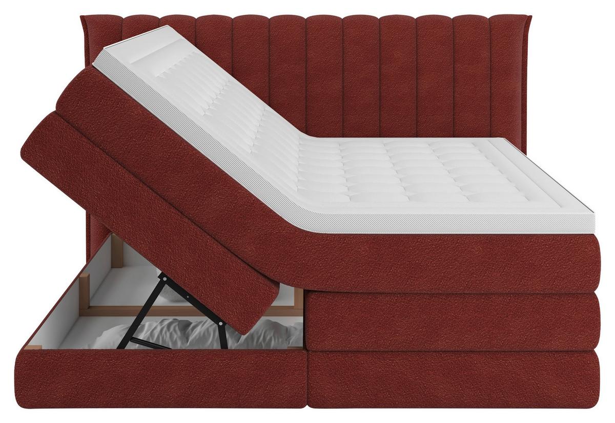 Boxspringbett Lina Rot ca. 180x200cm - Rot, KONVENTIONELL, Holz/Holzwerkstoff (180/200cm) - Premium Living