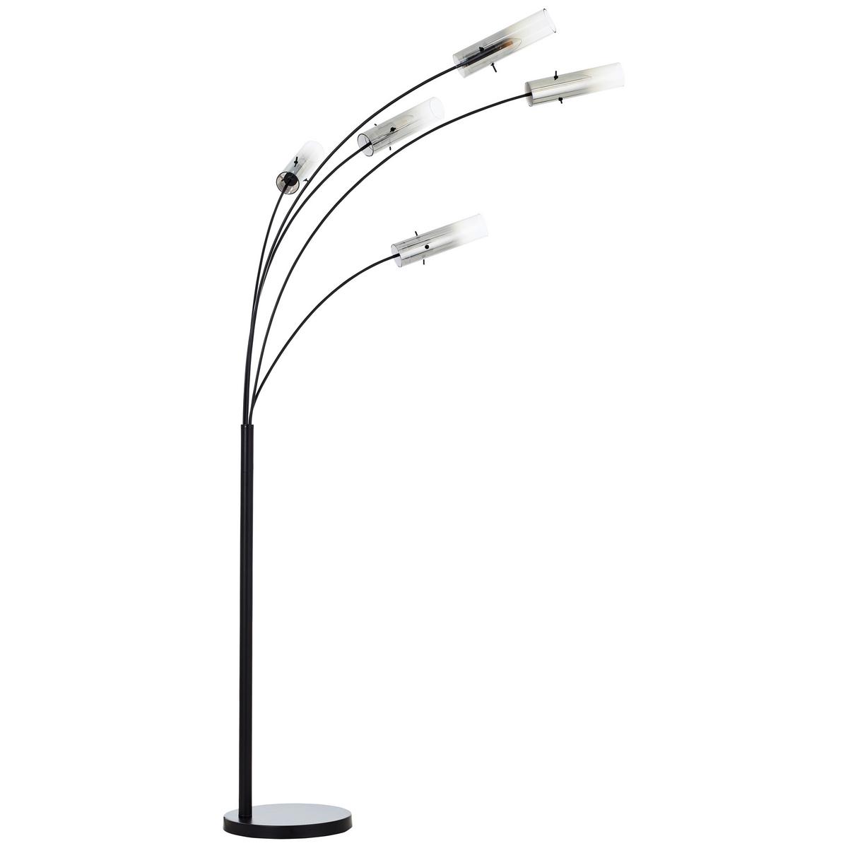 Bogenleuchte Glasini Schwarz max. 25 Watt - Schwarz/Grau, Design, Glas/Metall (200cm) - Brilliant