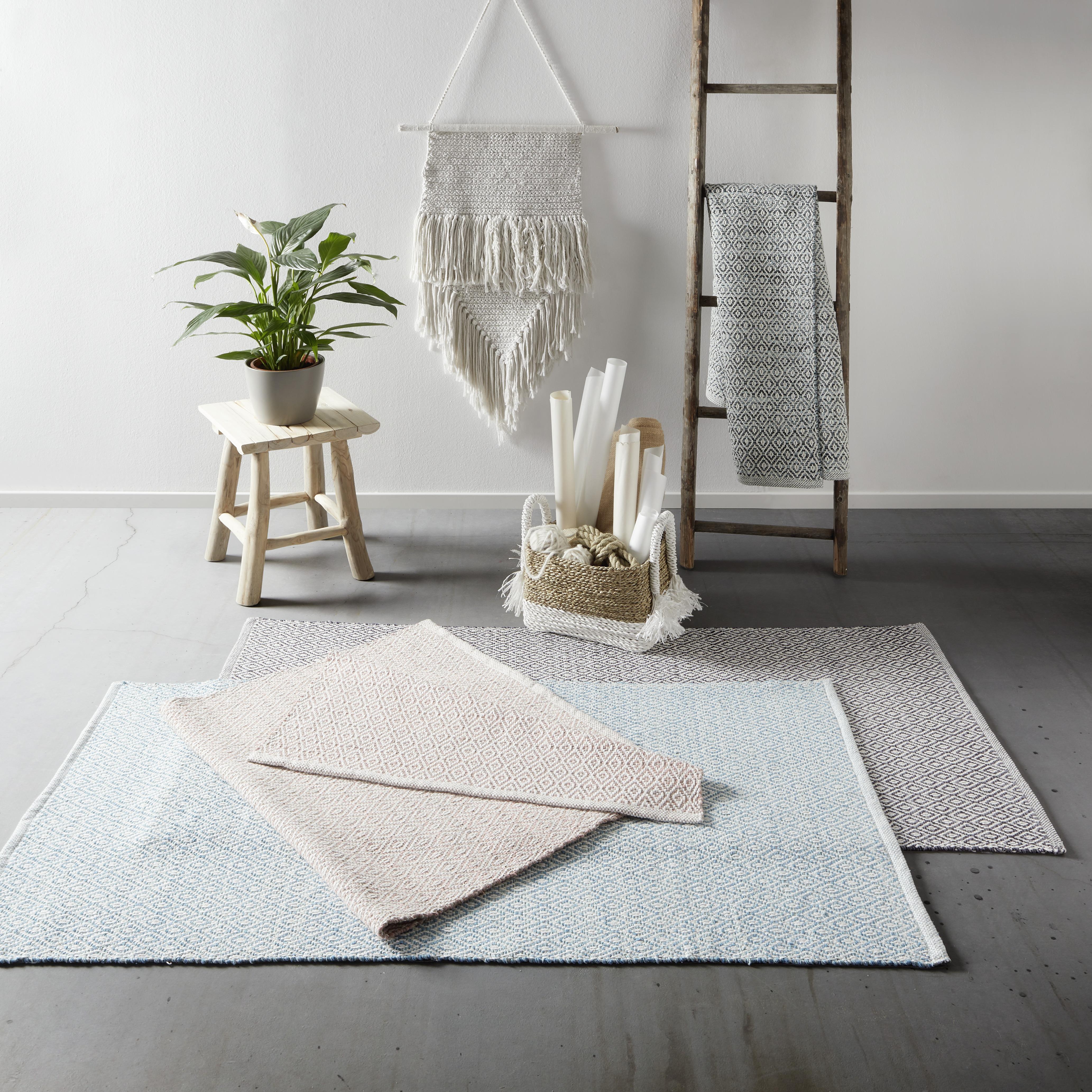 Handwebeteppich Carola 1 in Blau ca. 60x120cm - Blau, Basics, Textil (60/120cm) - Modern Living