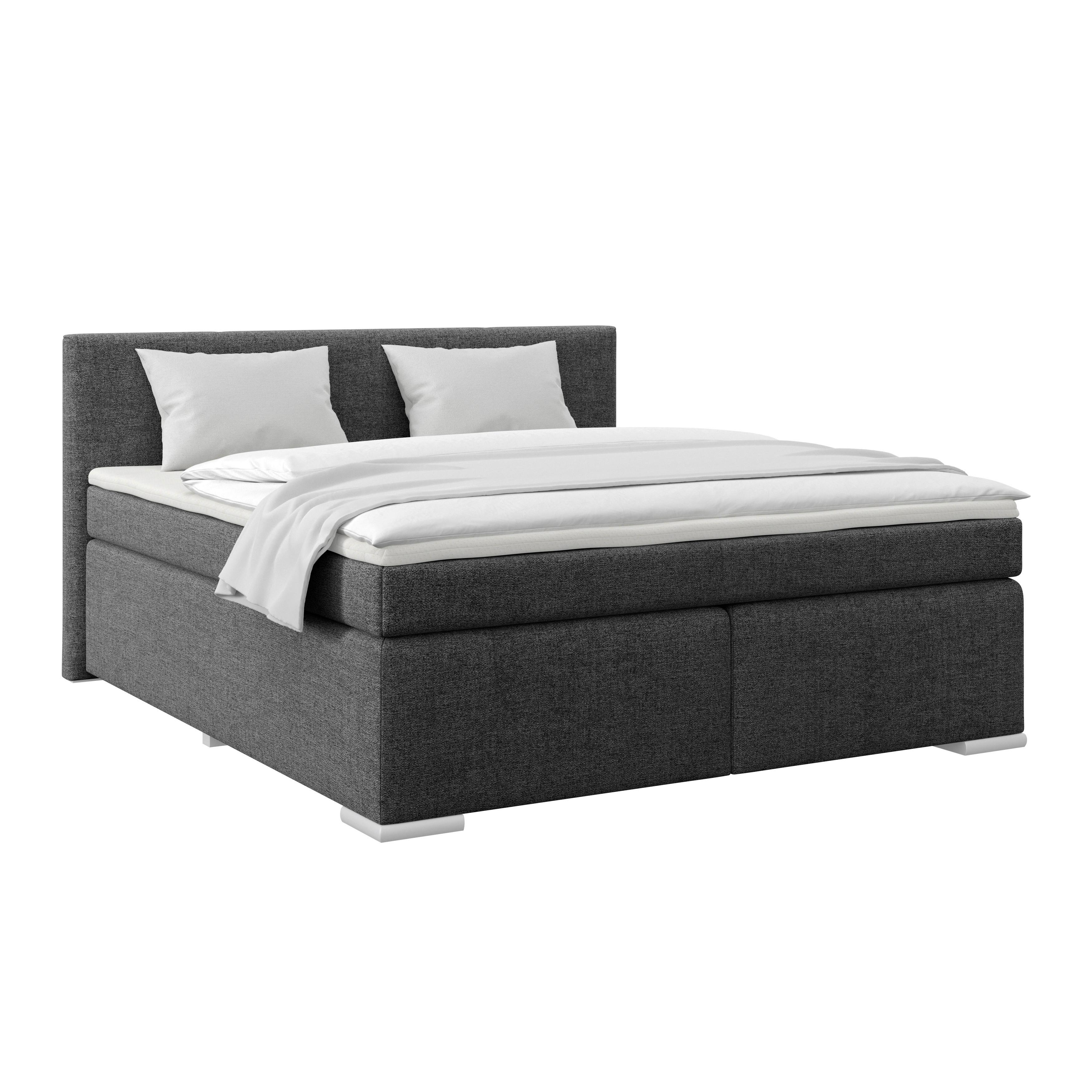Boxspring Krevet Mira - boje grafita/srebrne boje, Konvencionalno, metal/tekstil (160/200cm) - Best Price