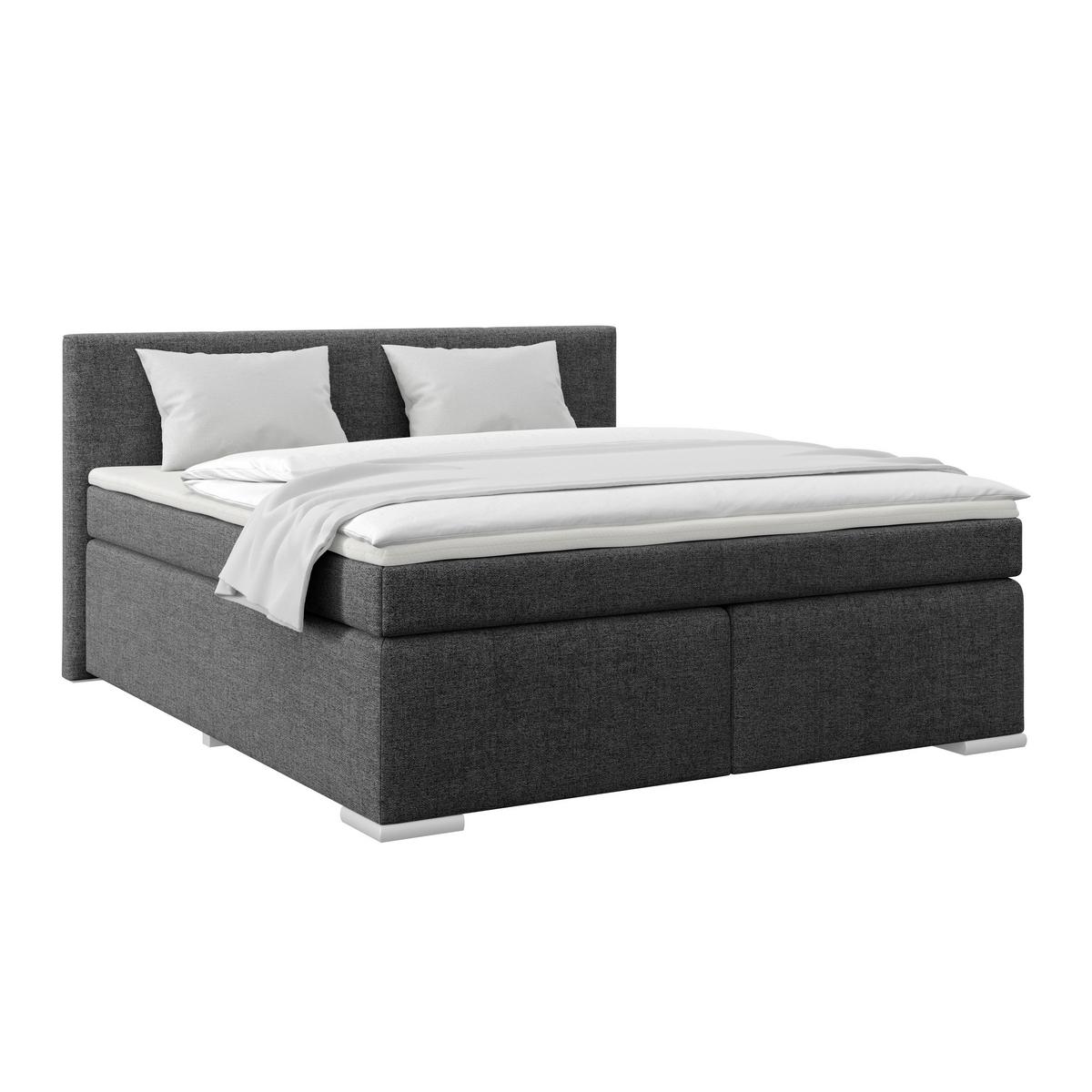 Boxspring Krevet Mira 1 - boje grafita/boje aluminija, Basics, tekstil/plastika (160/200cm)