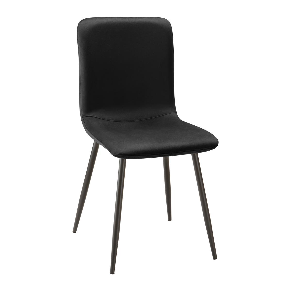 Stuhl Elif Schwarz Samt Gepolstert - Dunkelgrau/Schwarz, MODERN, Holz/Textil (43/86/55cm) - Bessagi Home