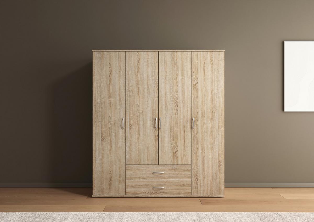 Ormar Za Odjeću Paul - boje hrasta/boje aluminija, Konvencionalno, drvni materijal/plastika (168/188/52cm) - Modern Living