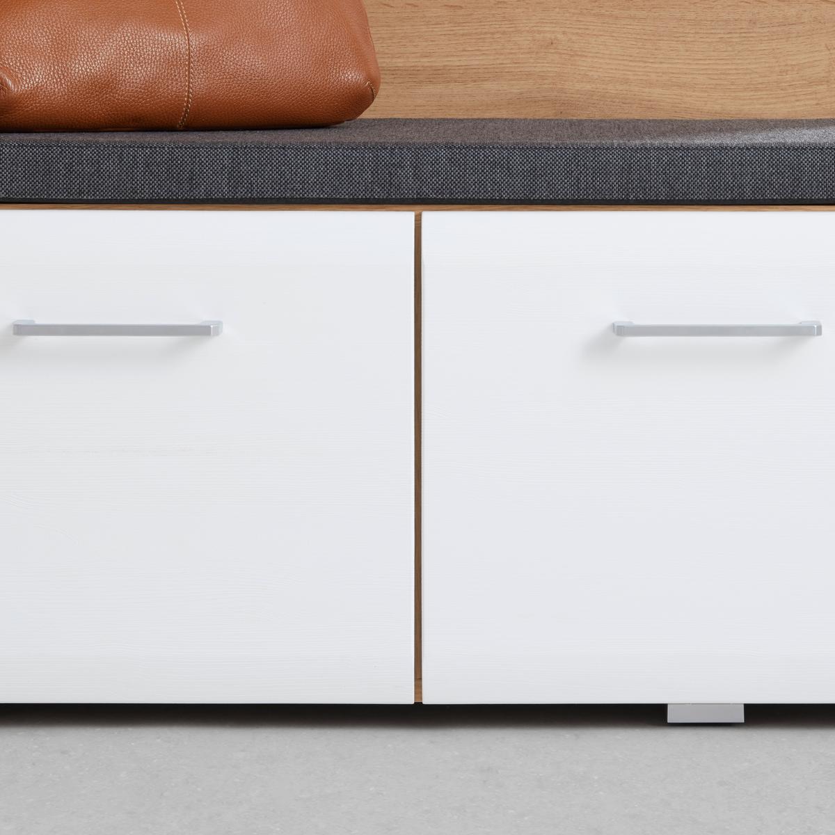 Garderobenbank in Grau/Weiß/Eichefarben - Konventionell, Holzwerkstoff (126/42/40cm) - Mömax