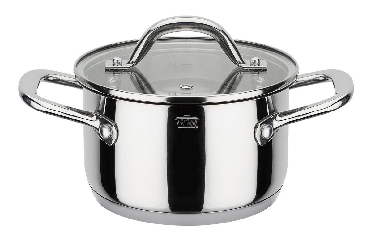 Set Posod Meran, 4-Delni - barve nerjavečega jekla/prozorno, Basics, kovina/steklo - GSW