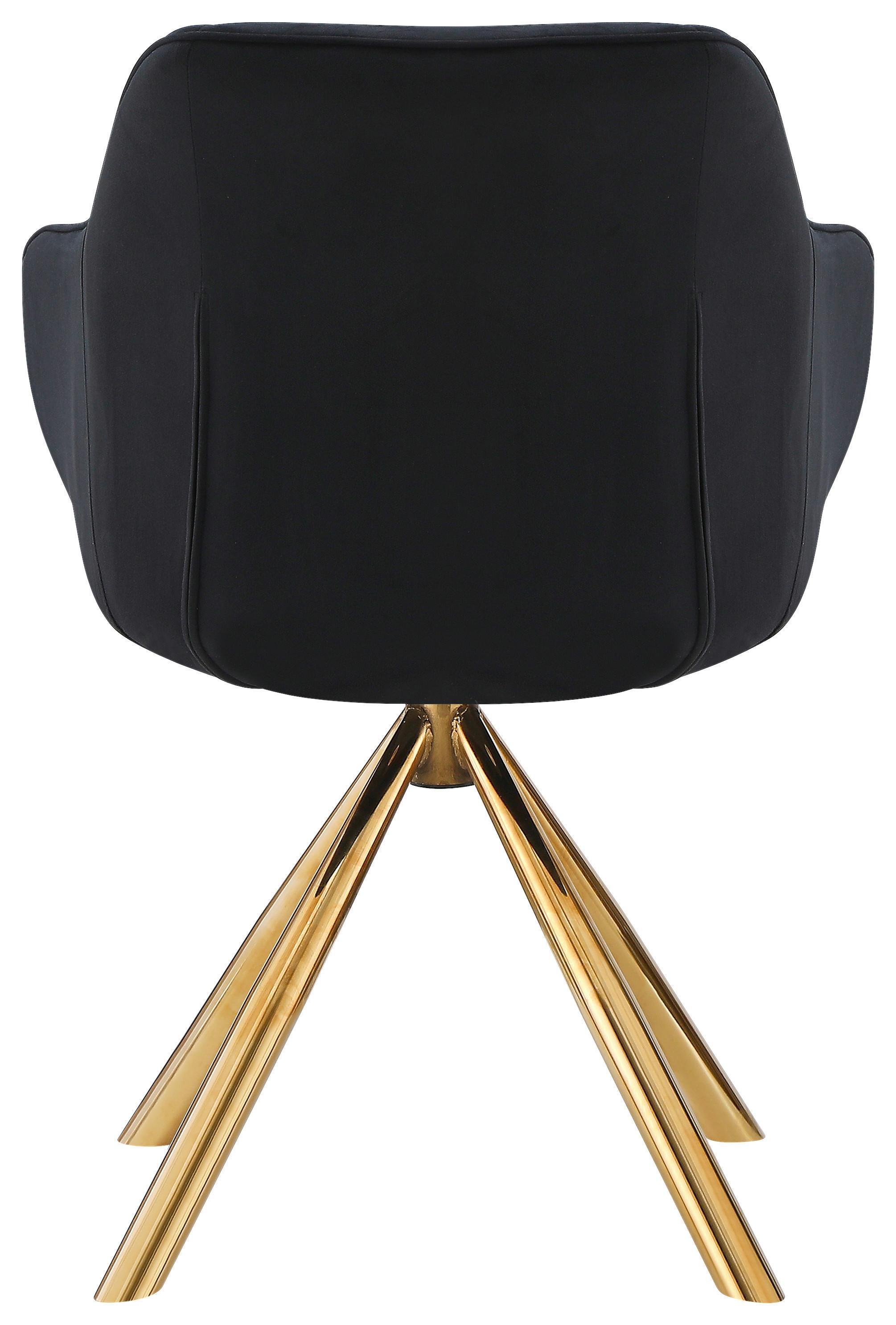 STOL MED ARMSTÖD RELAX GOLD - svart/guldfärgad, Lifestyle, metall/textil (60/84/61cm) - Premium Living