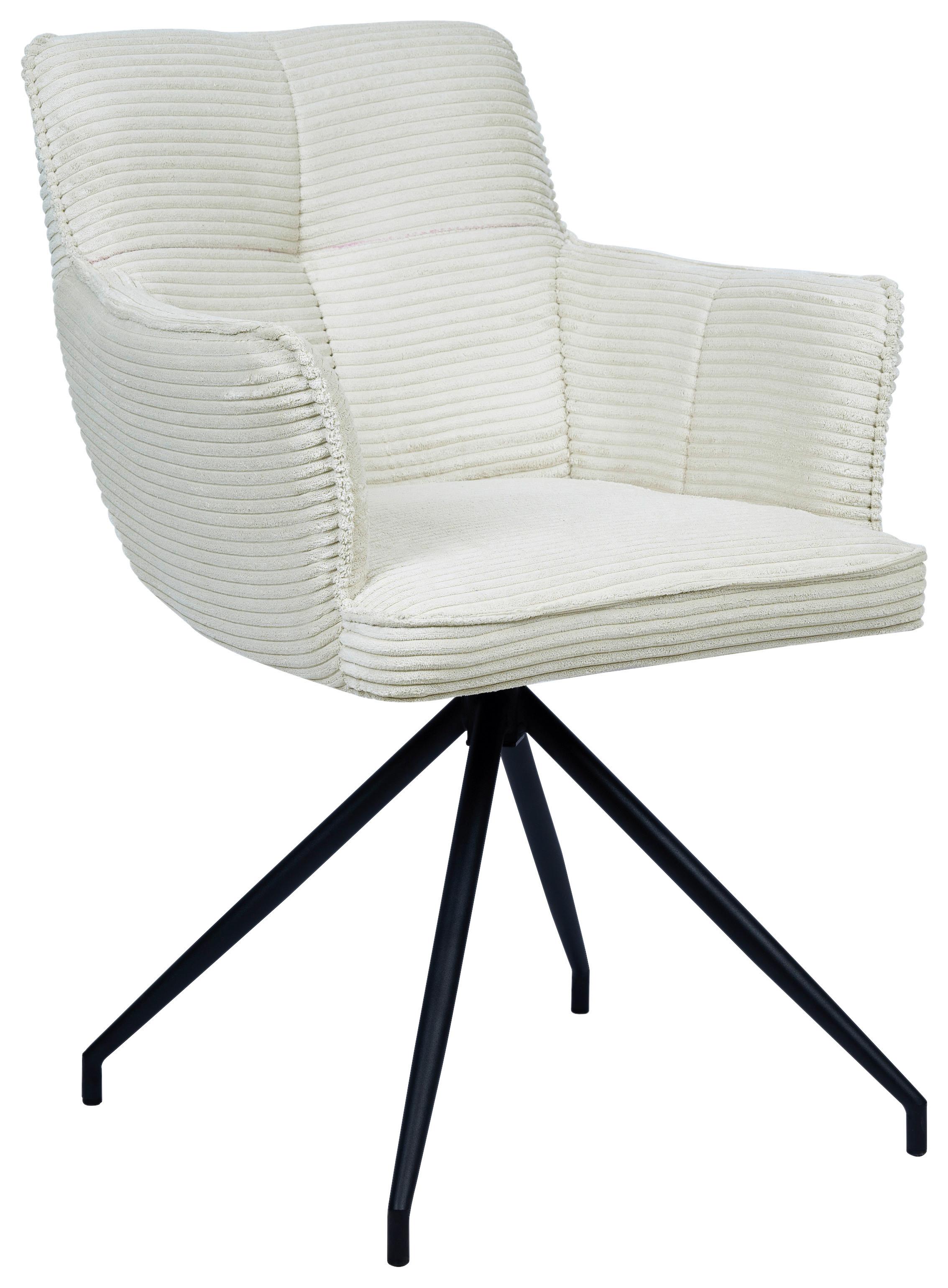 KRZESŁO Z PODŁOKIETNIKAMI BILL -EXKLUSIV- - kremowy/czarny, Design, metal/tkanina (58/84/62,5cm) - Novel