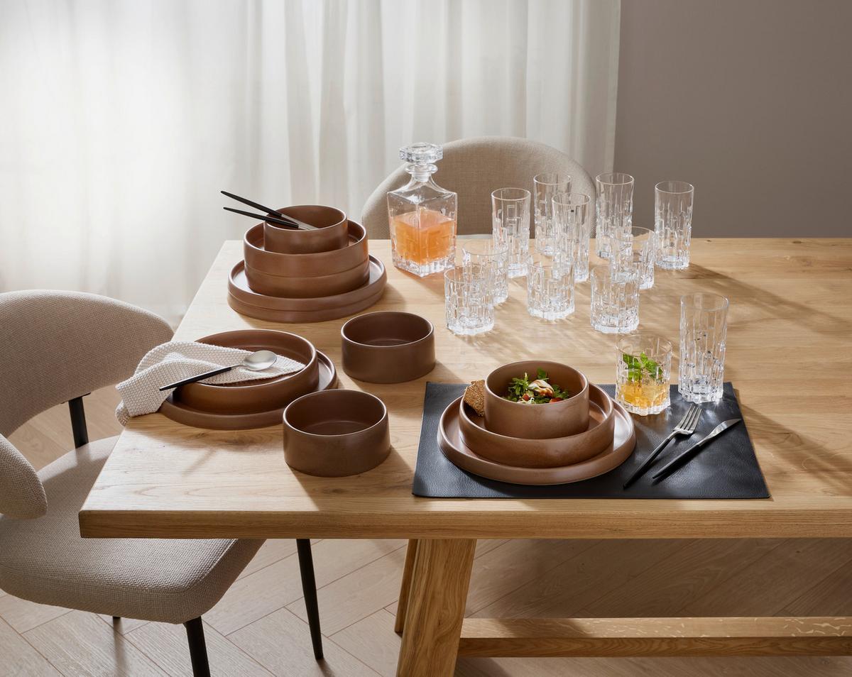 SERWIS OBIADOWO-ŚNIADANIOWY 20195 - brązowy, Trend, ceramika - Novel