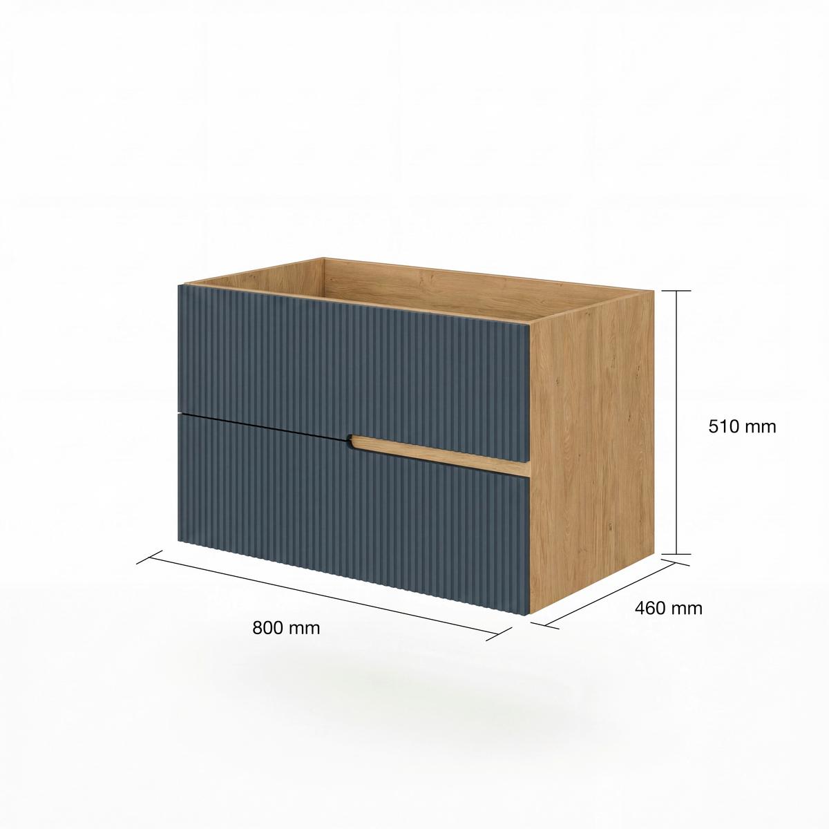 Bază pentru lavoar Eva - stejar sălbatic/albastru, Modern, material pe bază de lemn (80/51/46cm)