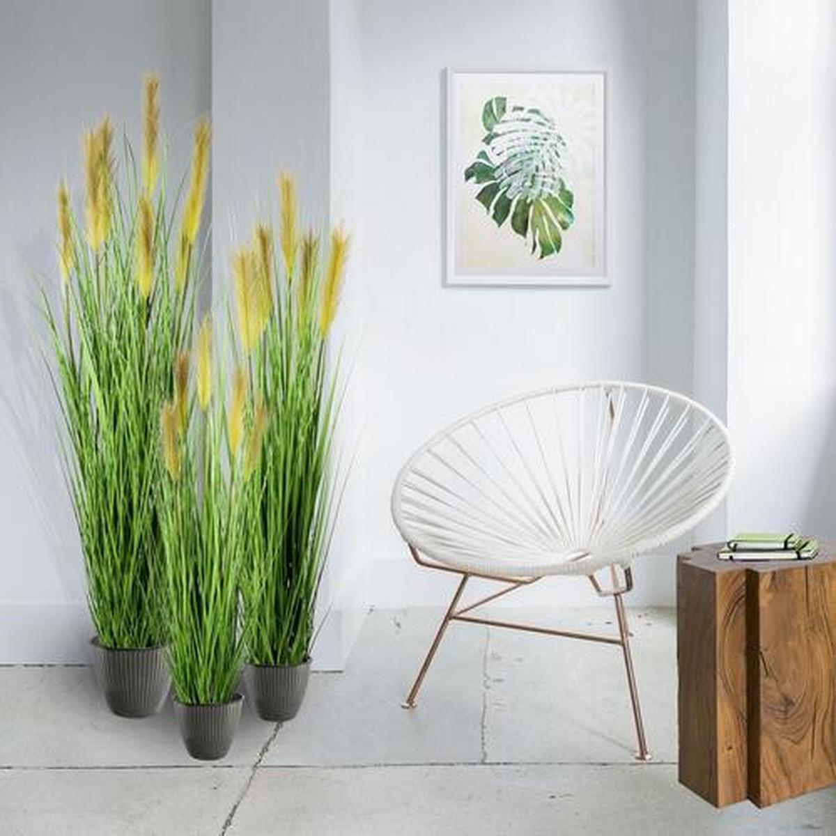 Dekogras Fleur mit Übertopf, ca. 110cm - Grün, MODERN, Kunststoff (110cm) - P & B